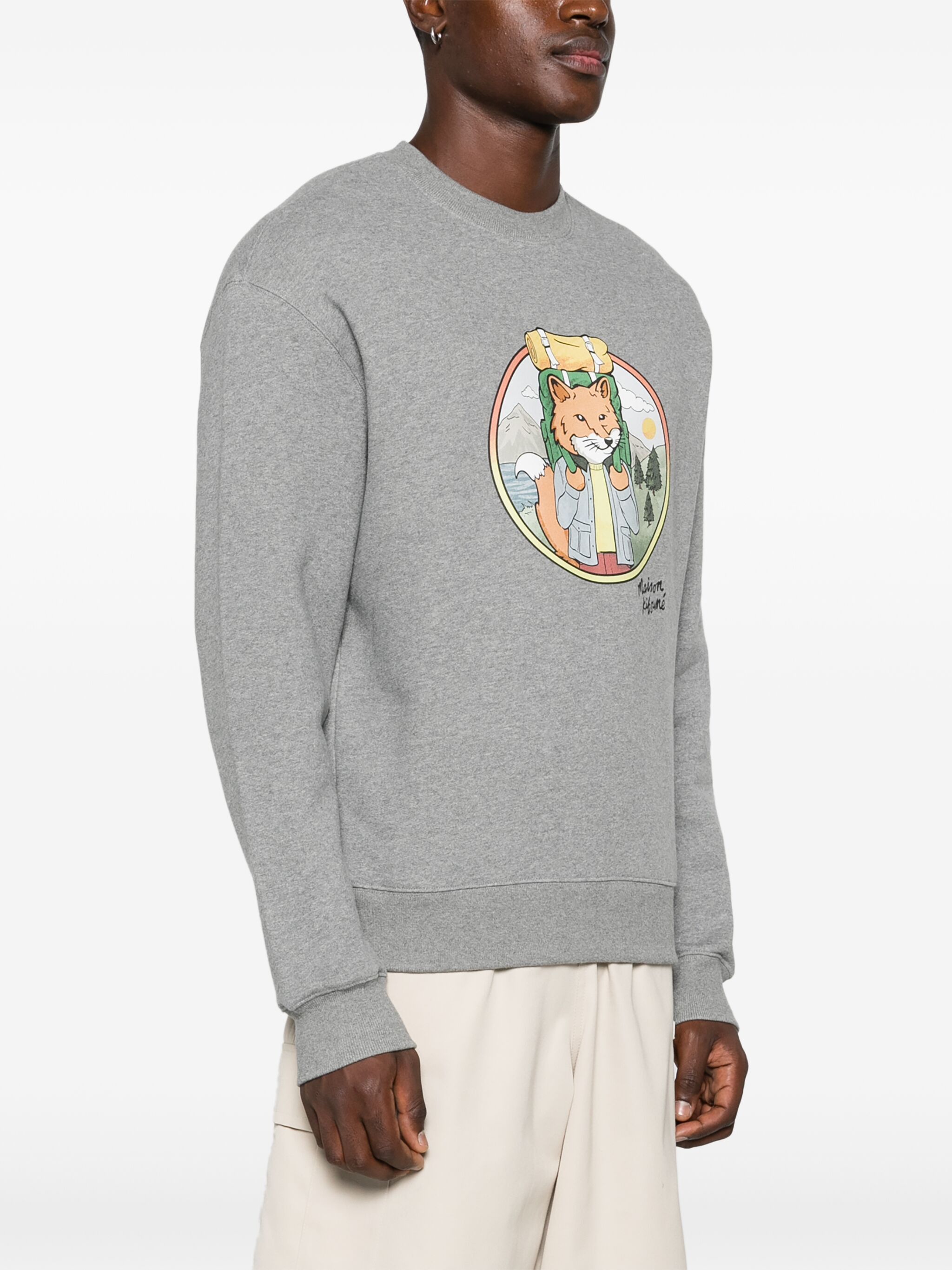 Maison Kitsune o1s22i1n1124 Rambling Fox Print Sweatshirt in Grey Size US M / EU 48-50 / 2 - 3 Thumbnail