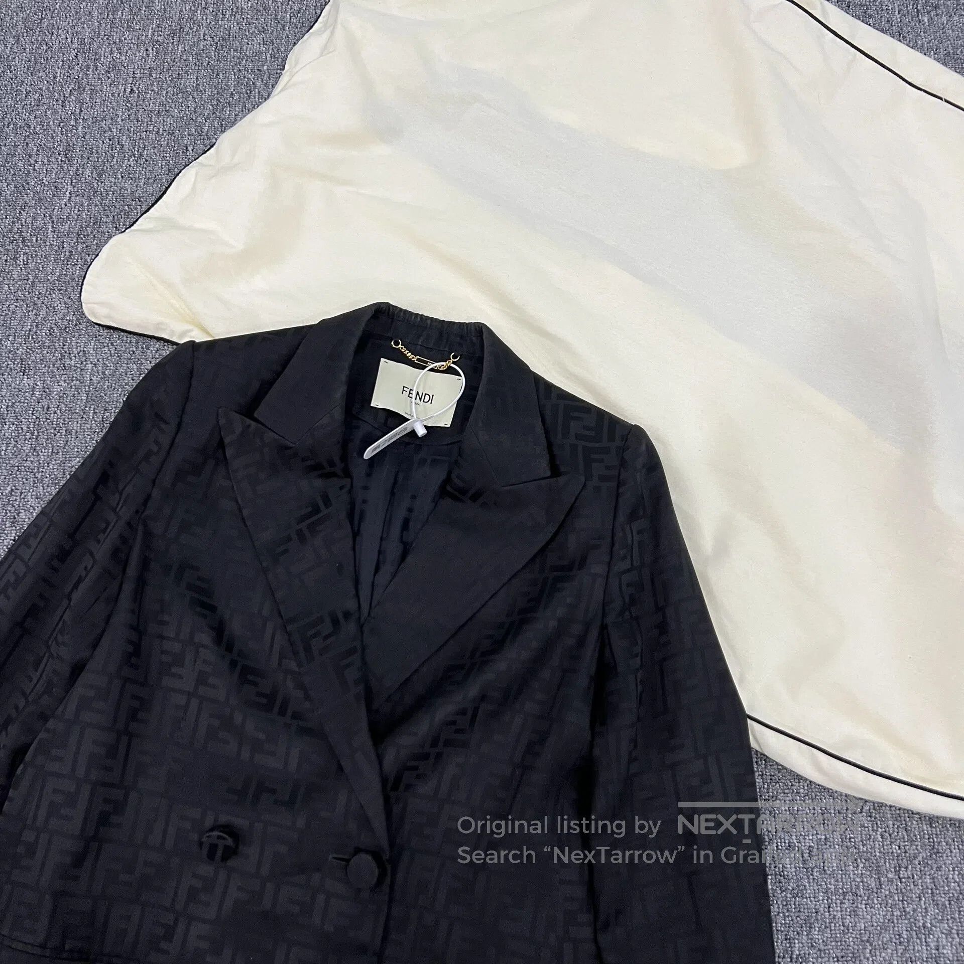 Fendi FENDI size 42 Silk cocoon fabric; suit jacket| Size L / US 10 / IT 46 - 3 Thumbnail