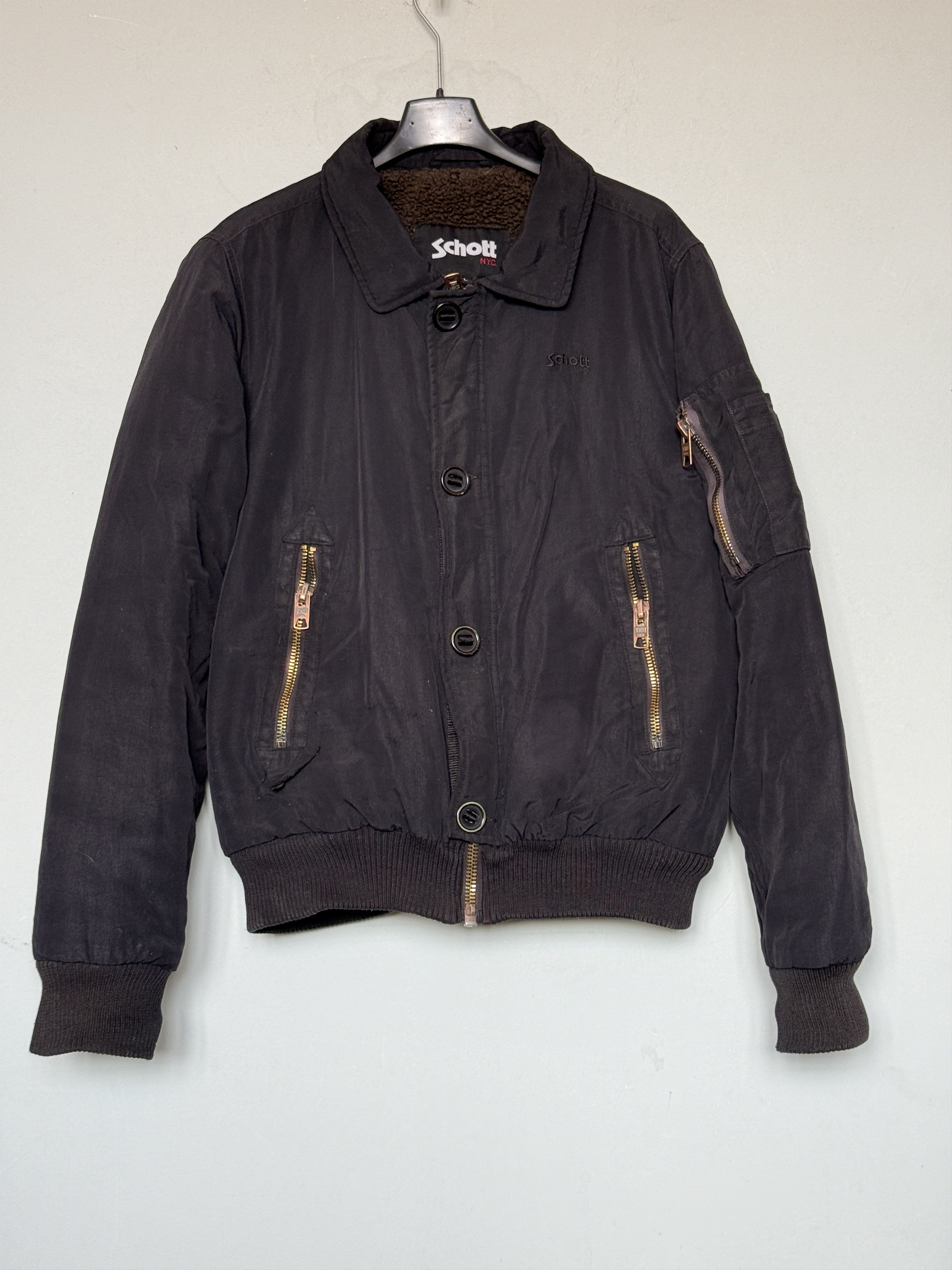 🔥 Schott NYC. USA jacket bomber shearling puffer size L