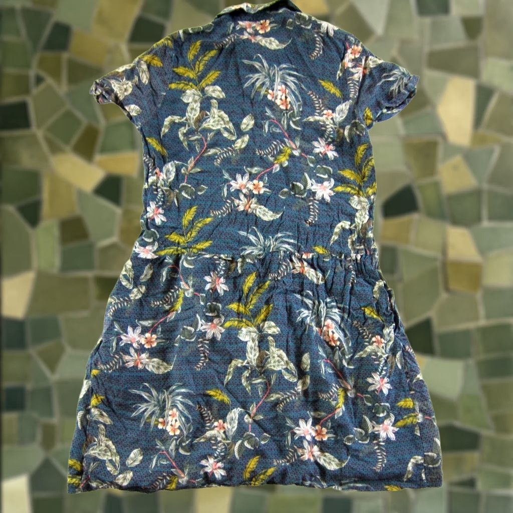 Vintage Acote Rayon Blue Pink Green Floral Pocket Short Sleeve Collar Shirt Dress Size 0 Size XS / US 0-2 / IT 36-38 - 1 Thumbnail