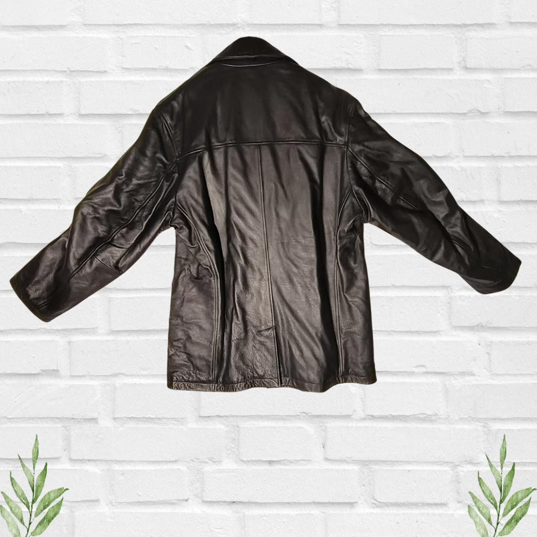 Gap Gap Men's Black Leather Y2k Vintage Peacoat Overcoat Size M Size US M / EU 48-50 / 2 - 4 Thumbnail
