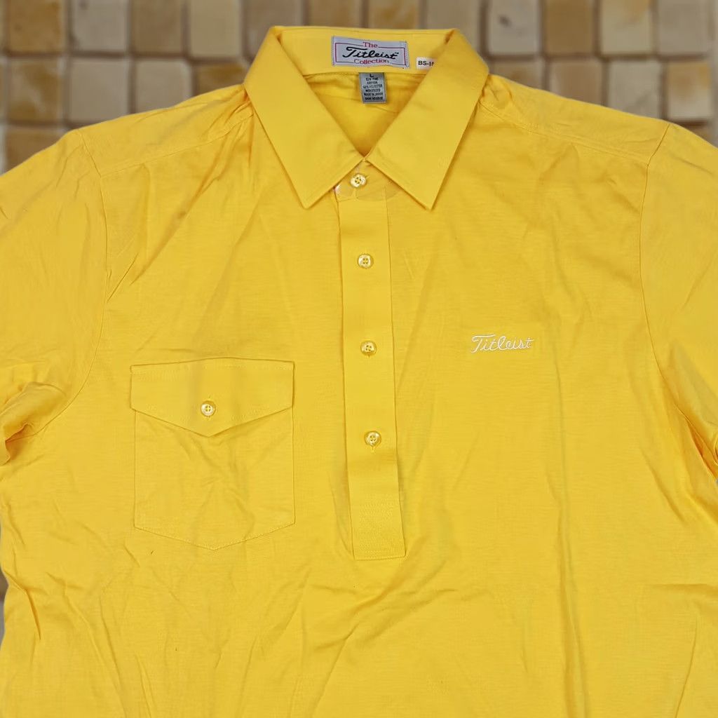 Titleist Titleist Golf Polo Shirt Short Sleeve Yellow Mens L Pullover Collar Polo Shirt Size 42R - 1 Thumbnail