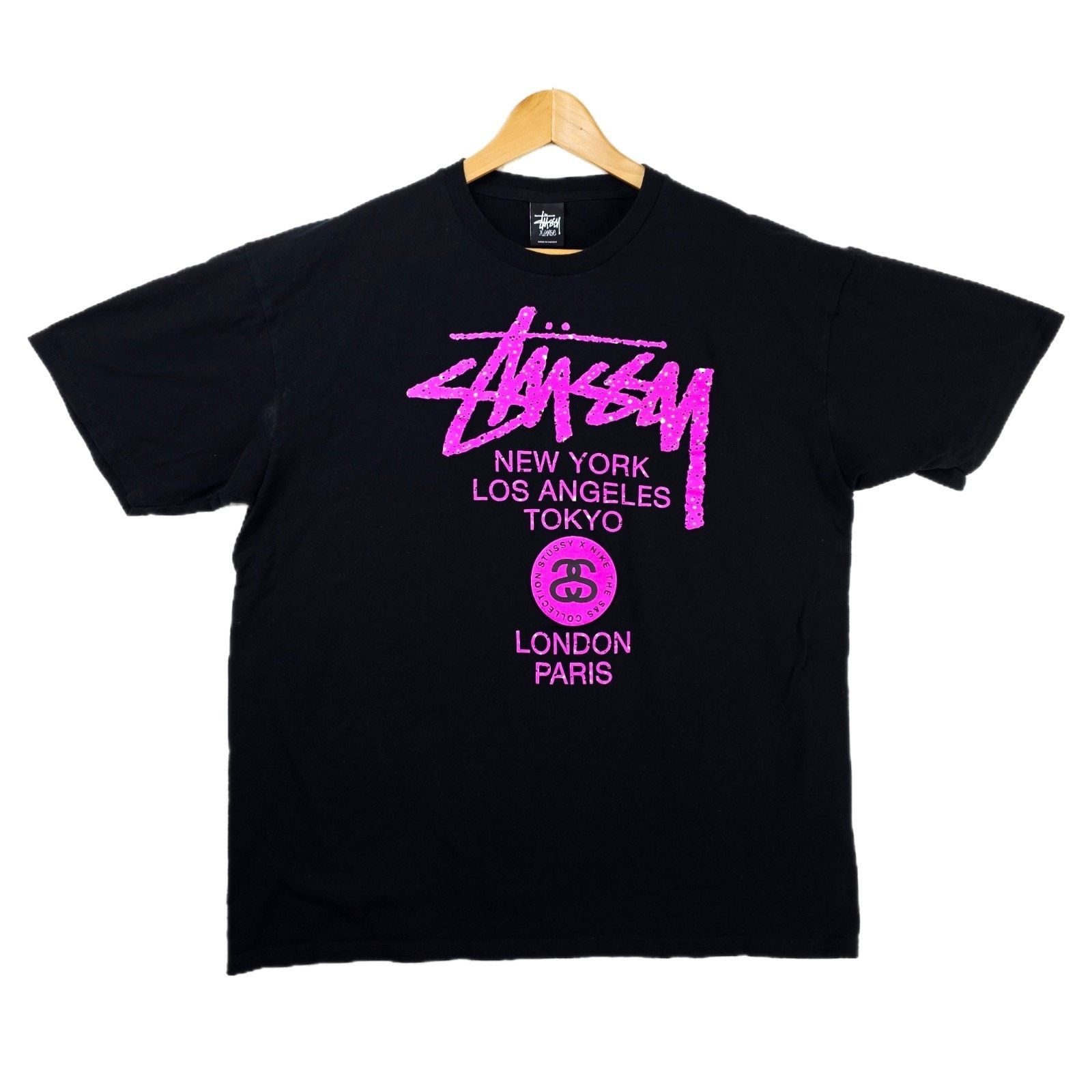 Stussy X Nike Spring Summer World Tour Shirt Mens XL Black
