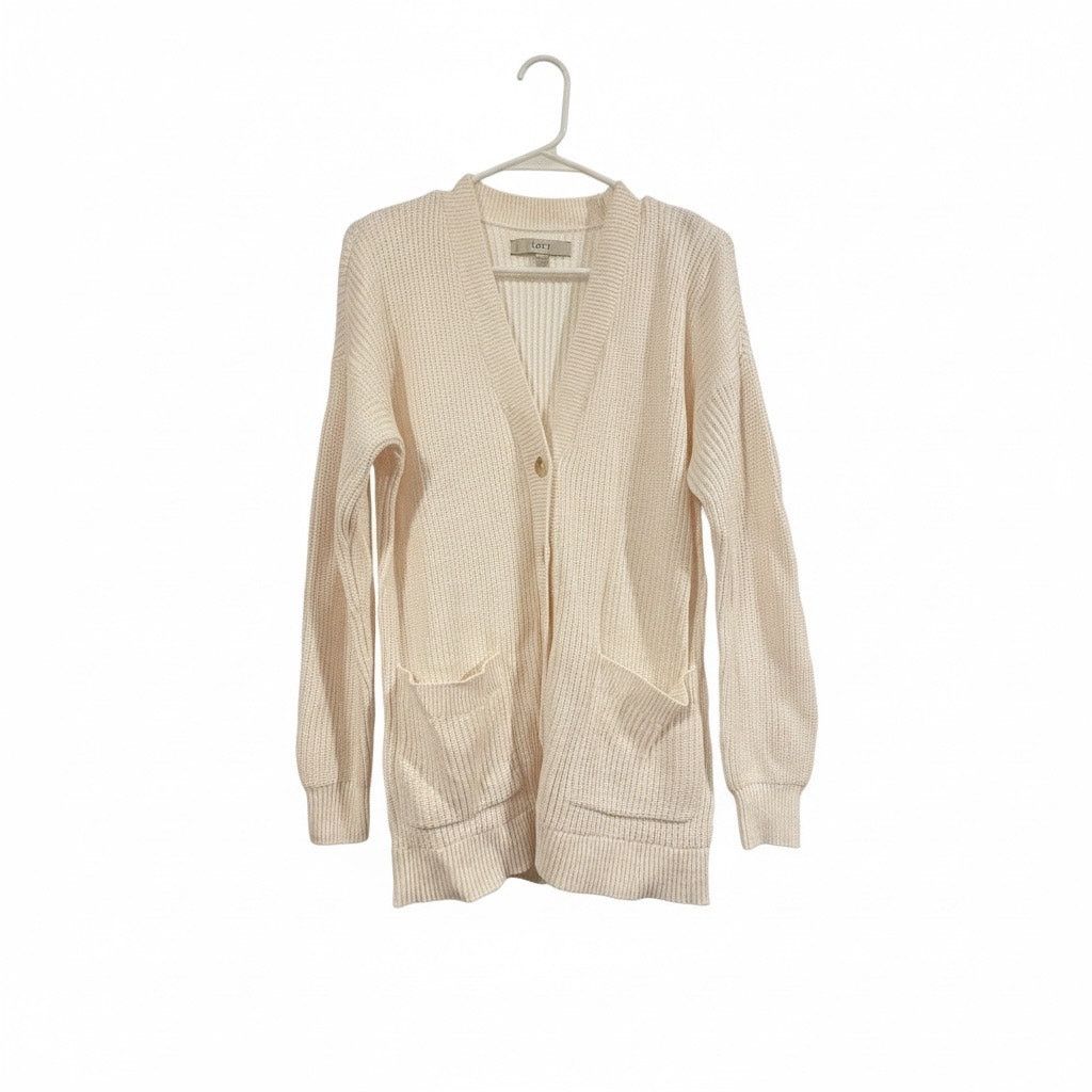 Loft LOFT Women’s Cream Waffle Knit Cardigan Size Small Button Size S / US 4 / IT 40 - 1 Thumbnail