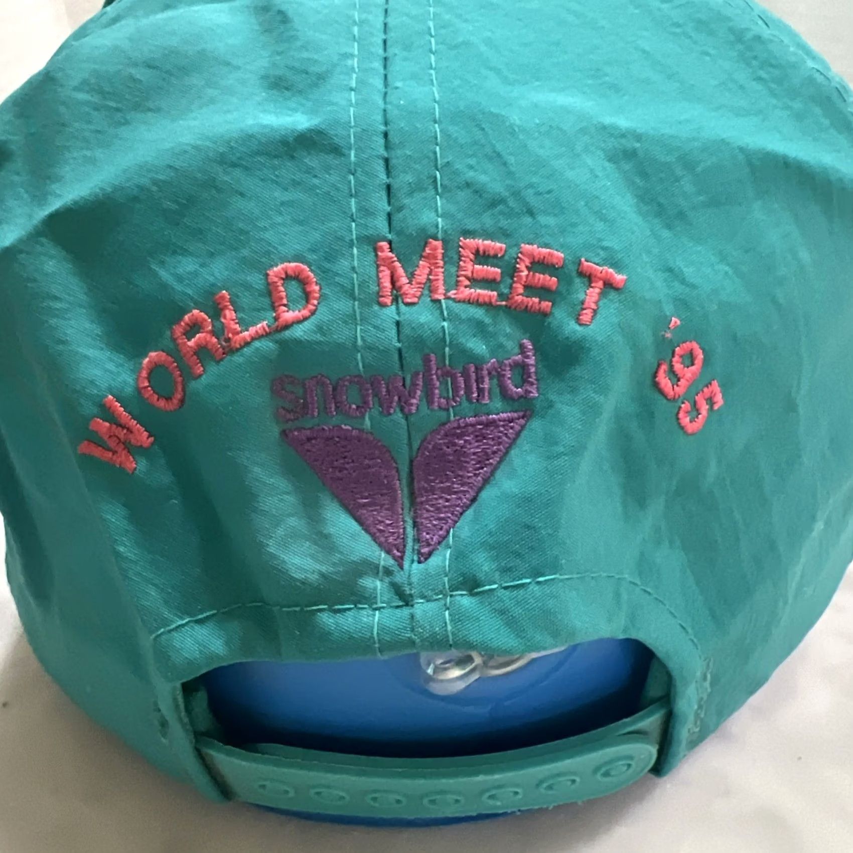 Vintage VINTAGE 1995 Para Ski World Meet Snowbird Snapback Hat Cap Adjustable Turquoise Mens Size ONE SIZE - 3 Thumbnail