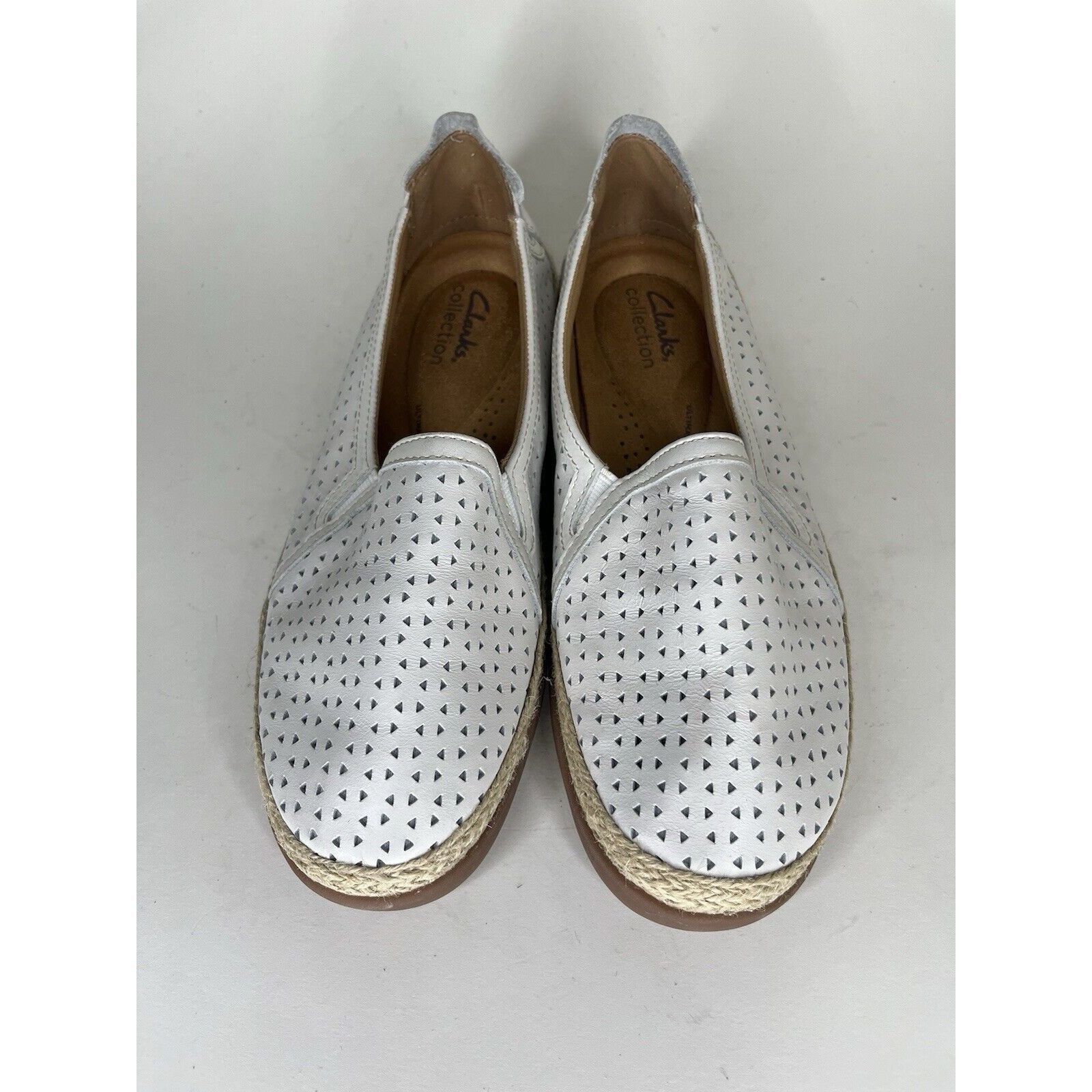 Clarks Clarks Collection White Leather Perforated Espadrilles Shoes Size US 8 / IT 38 - 8 Thumbnail