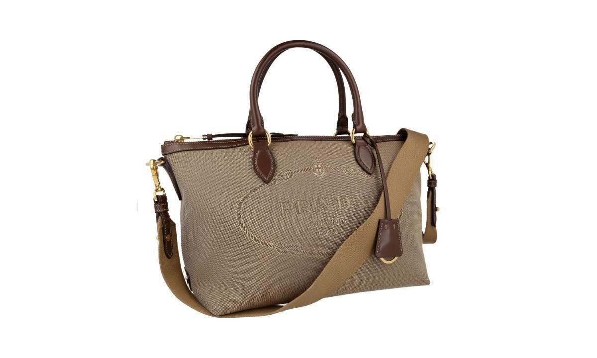 Prada Authentic PRADA Logo Jaquard Canvas Shoulder Bag Size ONE SIZE - 1 Thumbnail