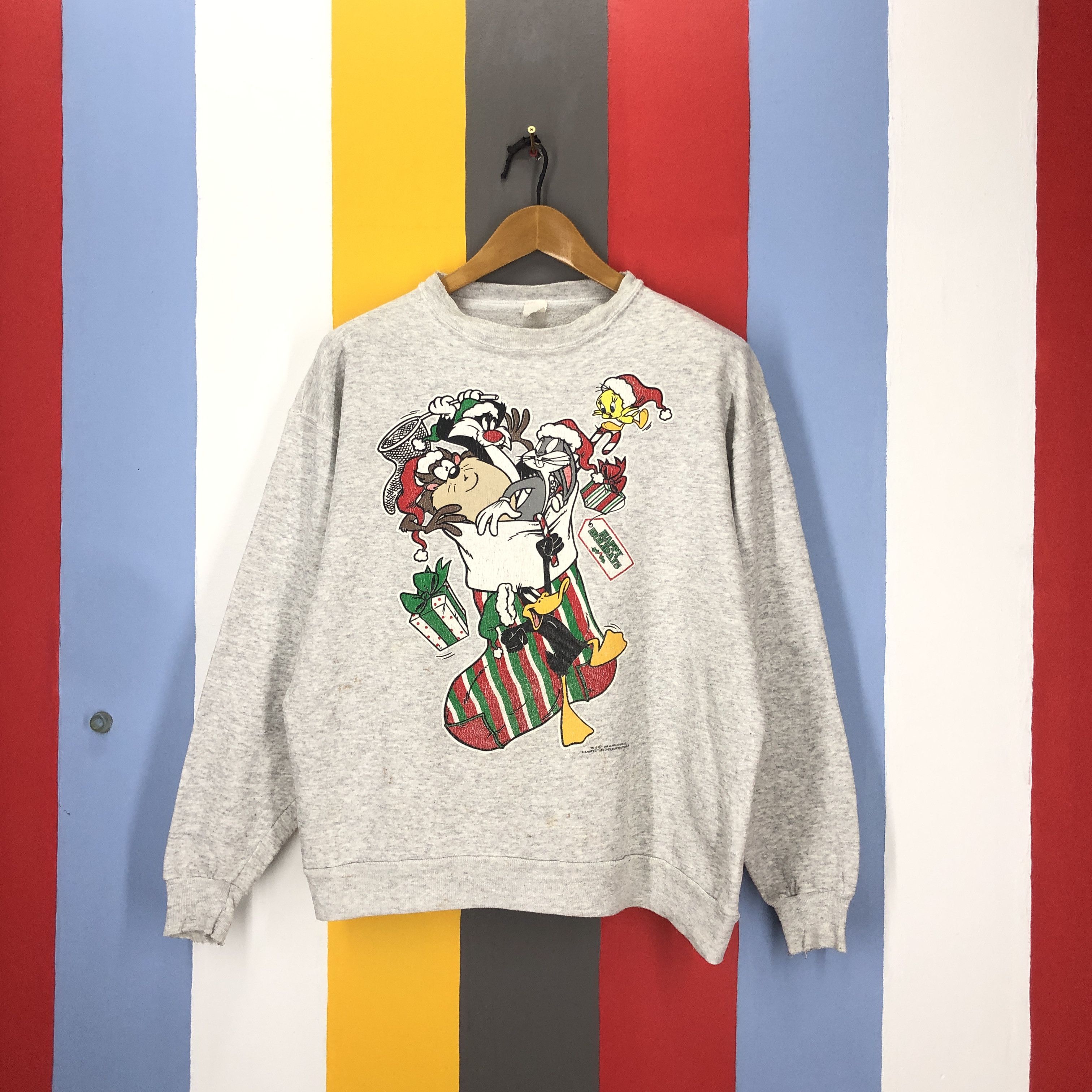 Warner Bros Vintage 1994 WARNER BROS Thrashed Sweatshirt #1615/02 Size US L / EU 52-54 / 3 - 1 Thumbnail