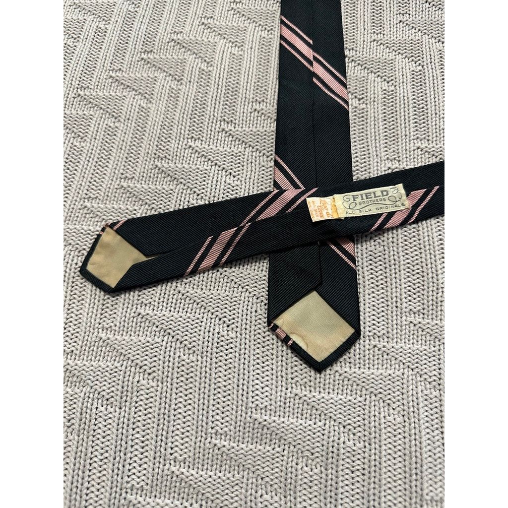 Vintage Vintage Field Brothers black and pink striped silk tie Size ONE SIZE - 2 Thumbnail