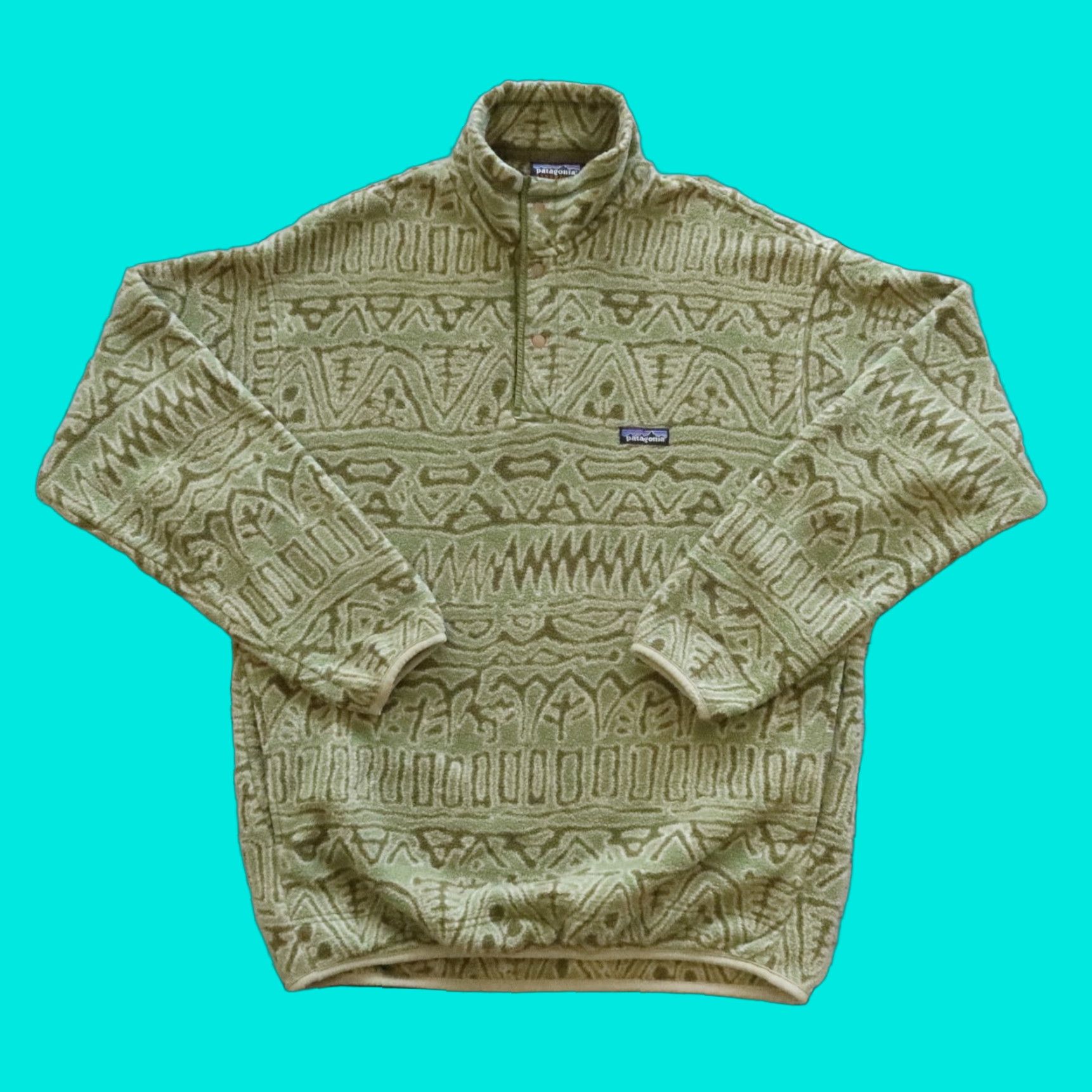 トップス patagonia synchilla snap-t zen turtles PATAGONIA Vtg 1990s Green Zen Turtle Pullover Snap T Fleece