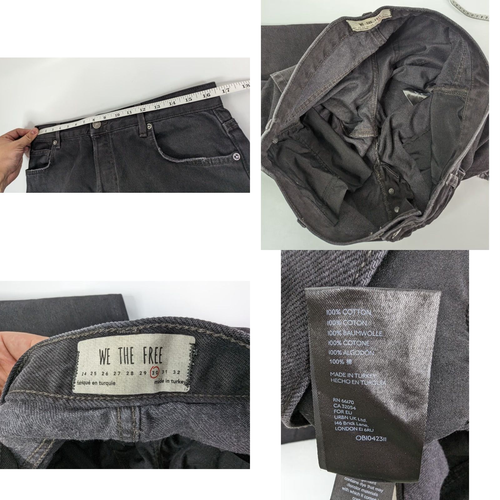 Free People Free People Jeans Maggie Mid Rise Straight Leg 30 Distressed Button Fly 90s Y2K Jeans Black Gray 100% Cotton Denim Women Vintage No Size 30" / US 8 / IT 44 - 9 Thumbnail