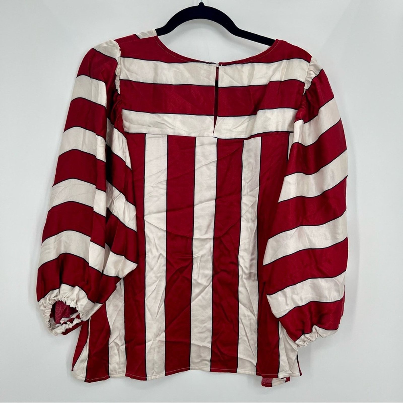 Anthropologie Anthropologie Maeve Maria Striped Blouse Top Puff Sleeve 10 Size L / US 10 / IT 46 - 8 Thumbnail