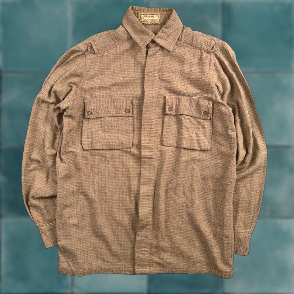 VINTAGE Utility Workwear Plaid Button-Up Shirt M Multicolor 1940s 40s Rockabilly Men Long Sleeve Cotton Blend Button-Down