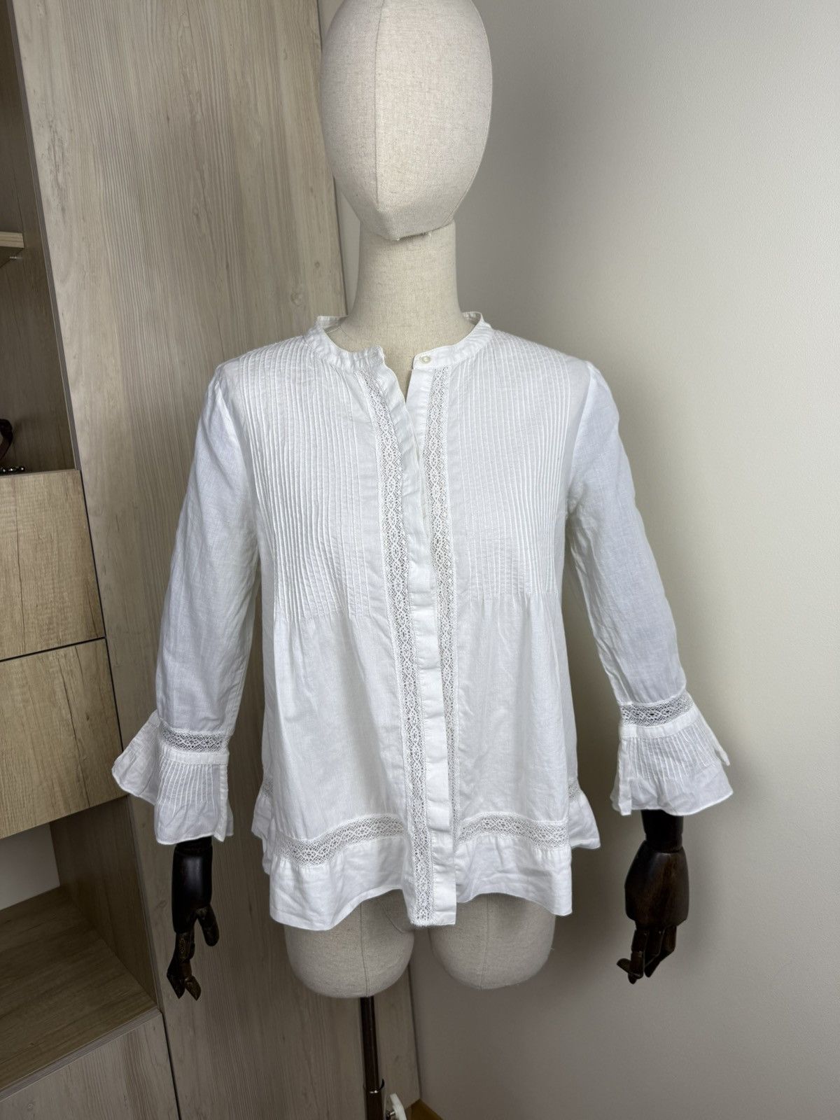 Sezane Sezane White Lace Peplum Blouse – Size S Size S / US 4 / IT 40 - 1 Thumbnail