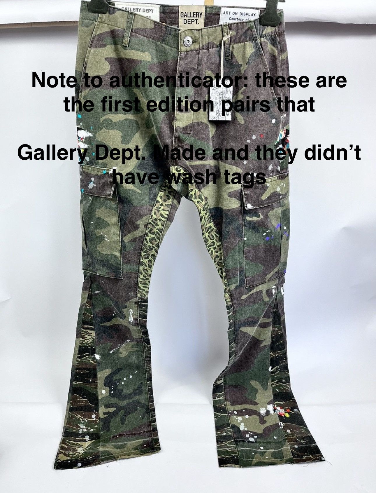 Gallery Dept. CAMO PAINT DISTRESSED FLARE CARGO PANTS Size US 30 / EU 46 - 21 Thumbnail