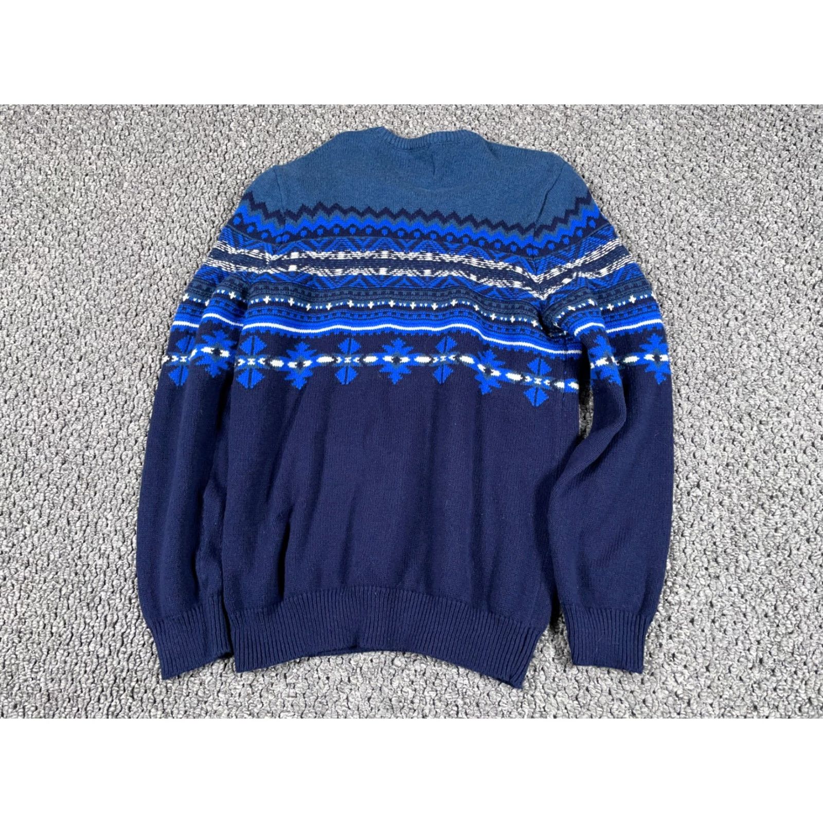 American Eagle Outfitters AMERICAN EAGLE OUTLETTERS Geometric Pattern Sweater Big & Tall LT Dark Blue Chunky Knit Pullover Mens 90s Retro Size US L / EU 52-54 / 3 - 2 Thumbnail