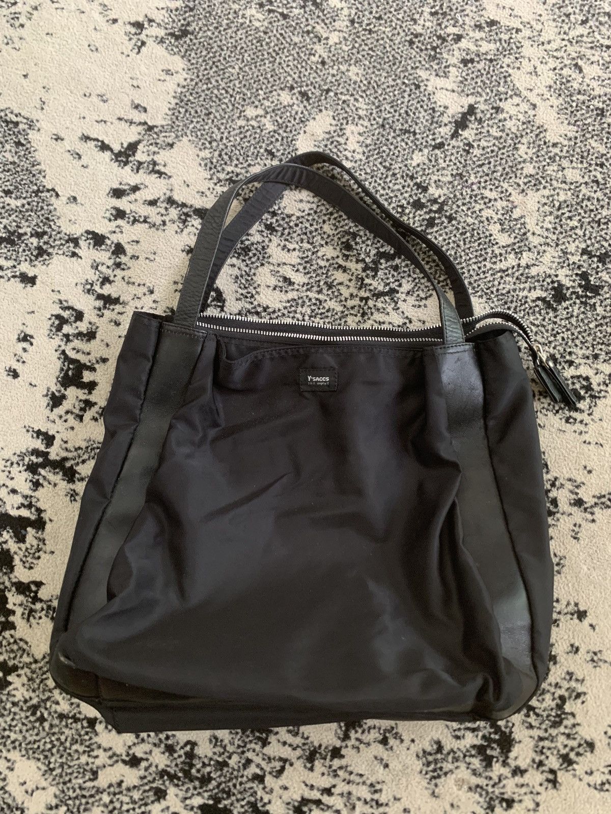 Y’saccs by Yohji Yamamoto Nylon Mixed Leather Tote Bag