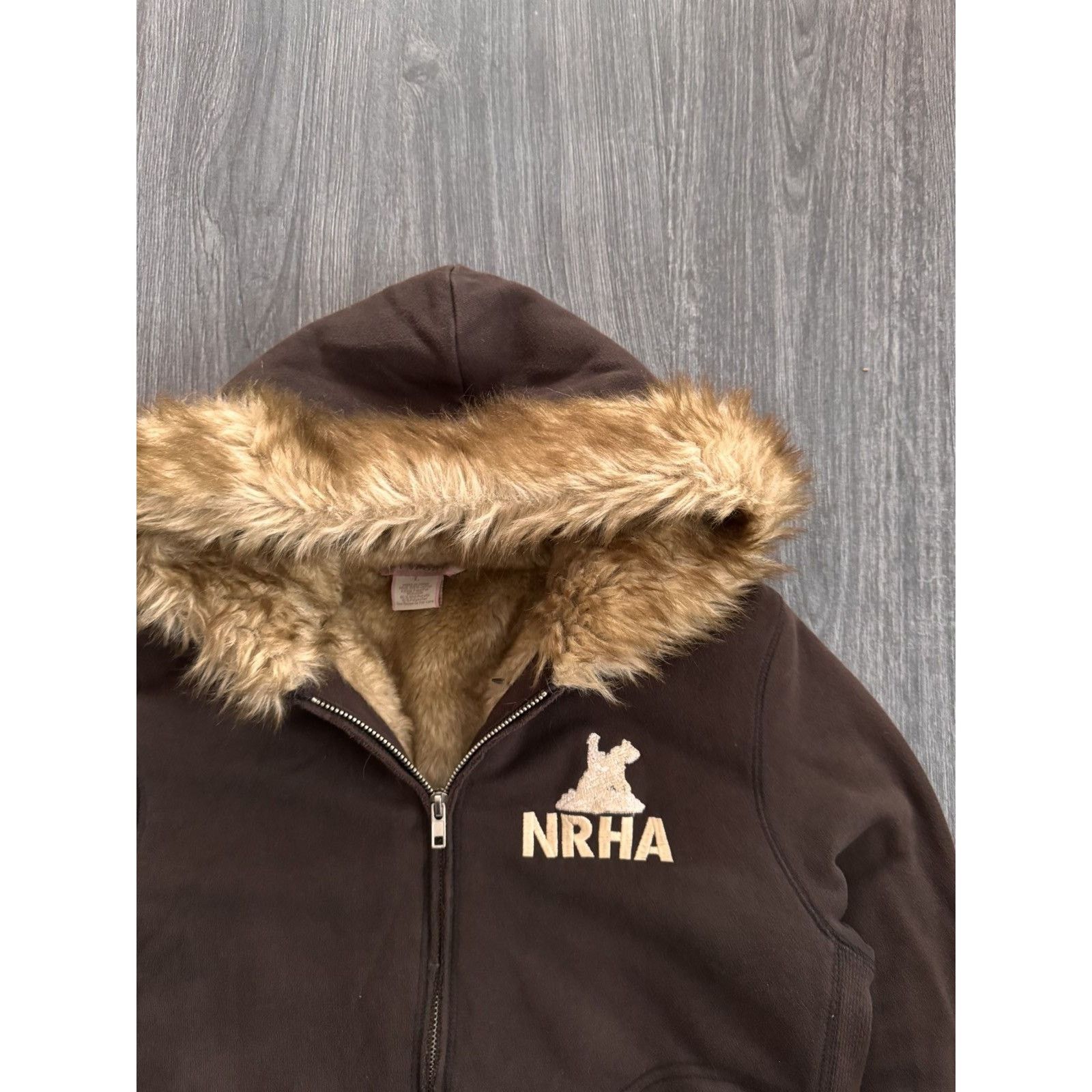 Vintage Vintage NRHA Brown Cropped Fur Hoodie Size US S / EU 44-46 / 1 - 2 Thumbnail