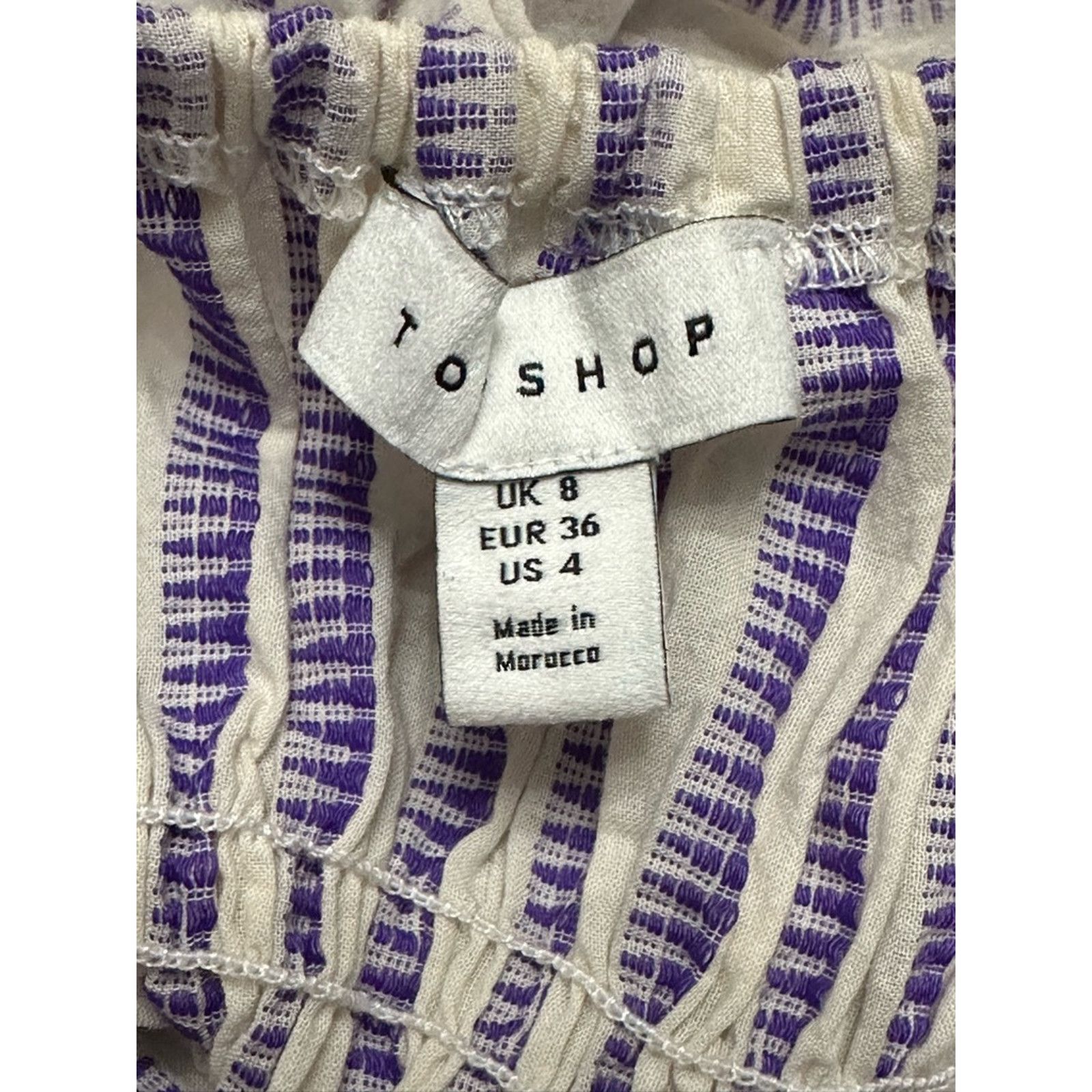 Topshop Topshop Purple Stripe Peasant Style Tie Front Romper Size 4 Size 27" / US 4 / IT 40 - 8 Thumbnail