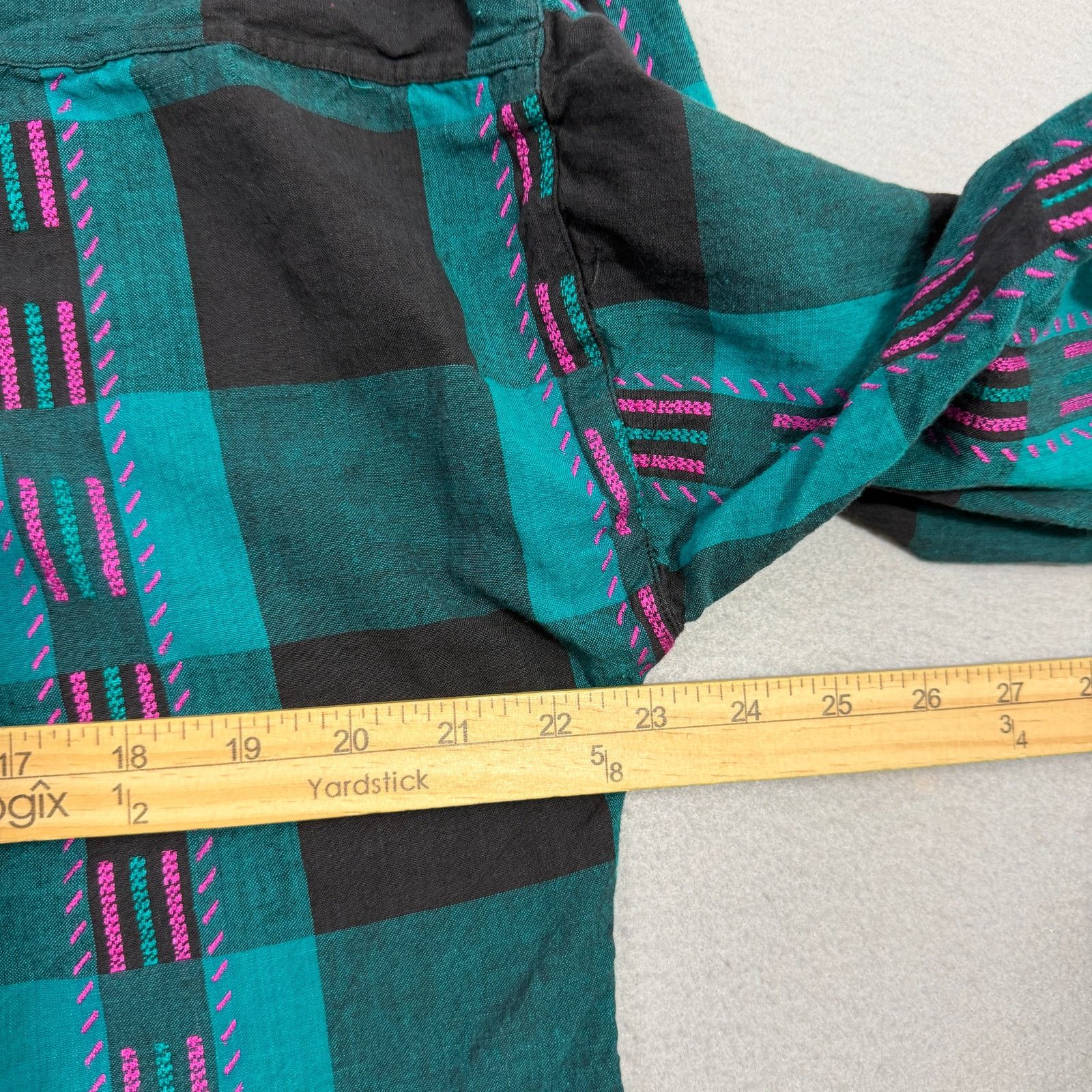Vintage Vintage Honors Button Up Shirt Size Medium Teal Pink Plaid Size M / US 6-8 / IT 42-44 - 7 Thumbnail