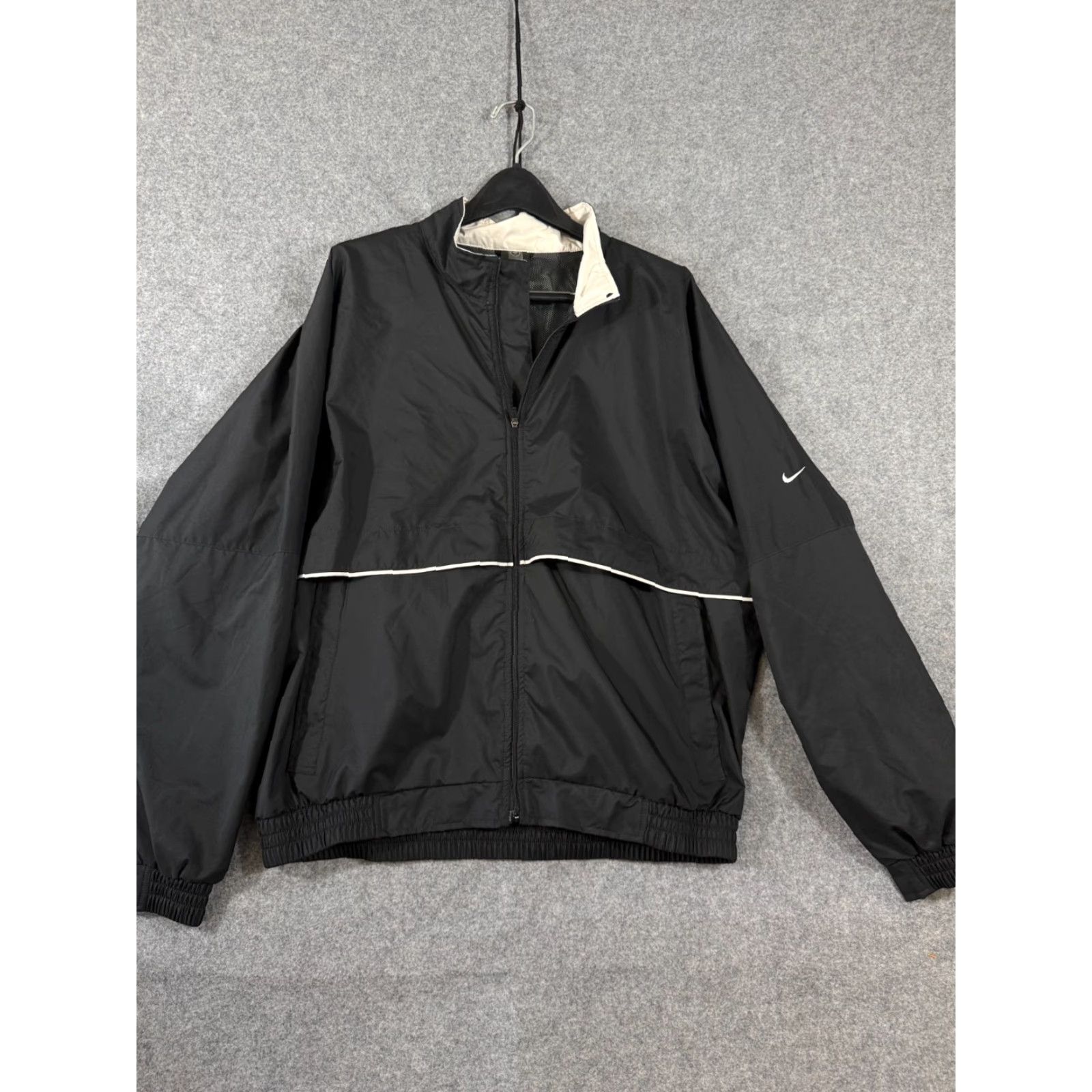 Nike VINTAGE Nike Windbreaker Jacket Mens L Black Full Zip Clima-Fit Stand-Up Neck Mens Big & Tall Not Applicable Size US L / EU 52-54 / 3 - 3 Thumbnail