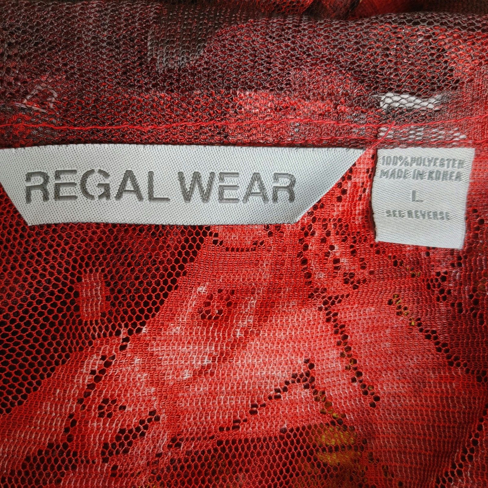 Other Regal Wear Mens L Red Mesh Bttn Dwn Abstract Shirt Size L / US 10 / IT 46 - 5 Thumbnail