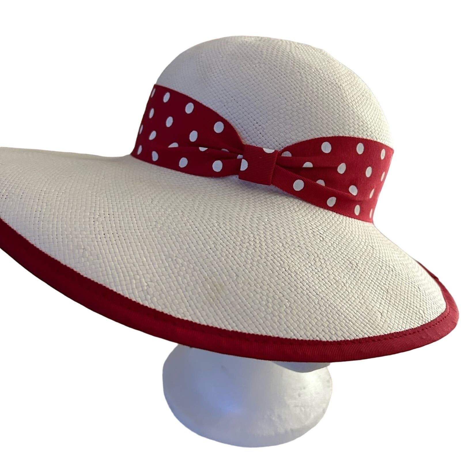 & Other Stories white straw women’s hat with red and white polka dot ribbon Size ONE SIZE - 3 Thumbnail