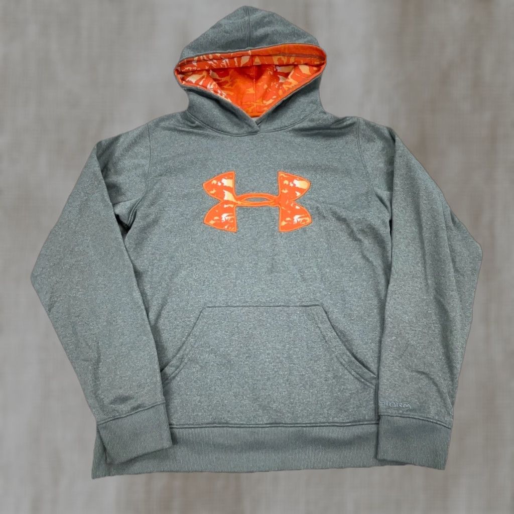 Under Armour Under Armour Hoodie Women M Gray Orange Sweatshirt Storm Semi Fitted Pullover Baggy? Size M / US 6-8 / IT 42-44 - 1 Thumbnail
