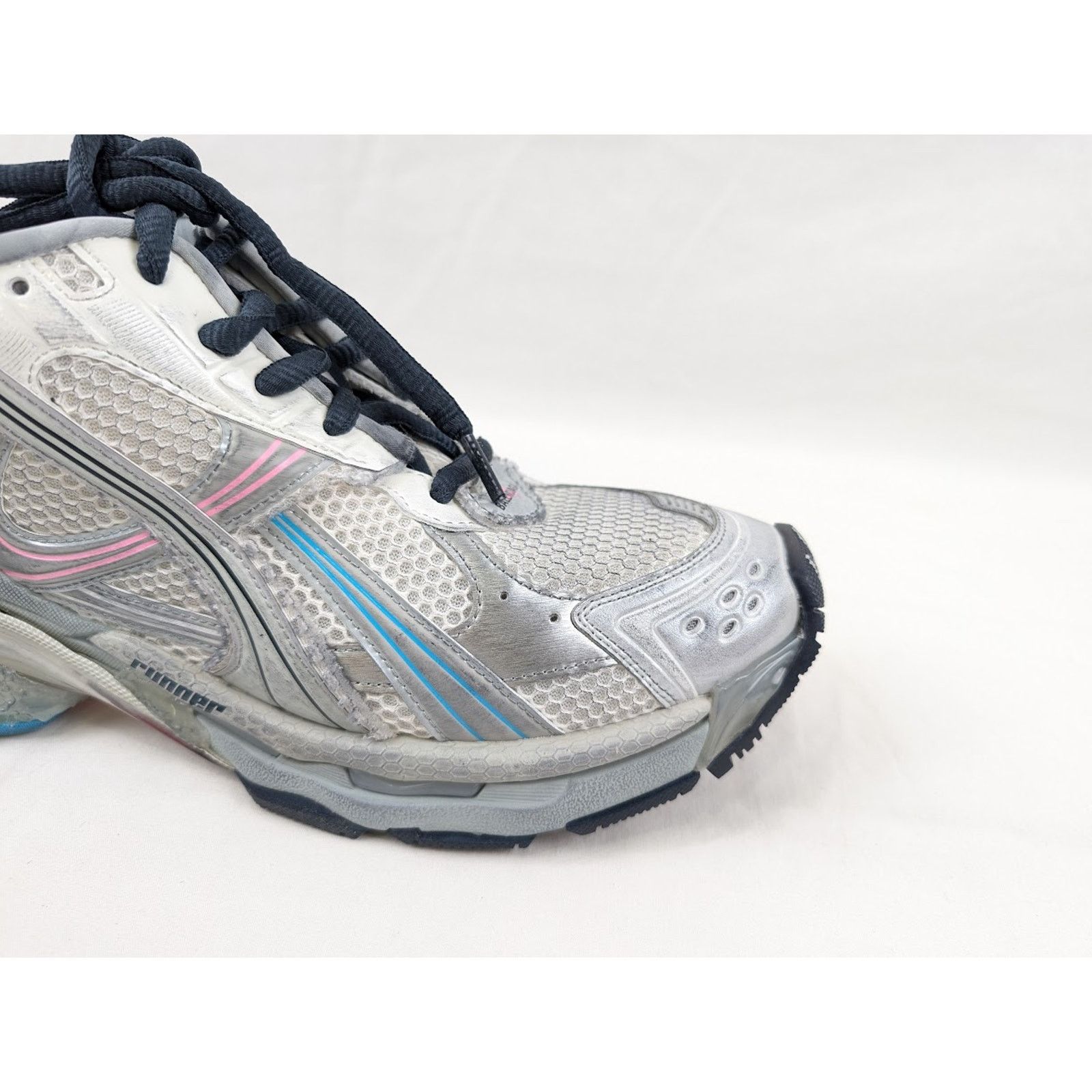 Balenciaga o1rshd1 Mesh Rubber Runners in Eggsh/Grey/Pink/Blue Size US 13 / EU 46 - 3 Thumbnail