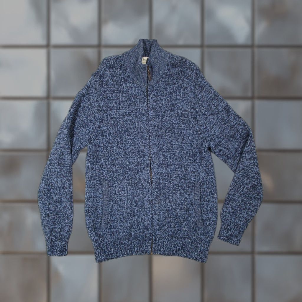 Vintage LL Bean Sweater Mens Medium Heather Blue Full Zip Lambswool Knit Hiking Outdoor Pockets 90s Bohemian Classic Retro Mens Size US M / EU 48-50 / 2 - 1 Thumbnail