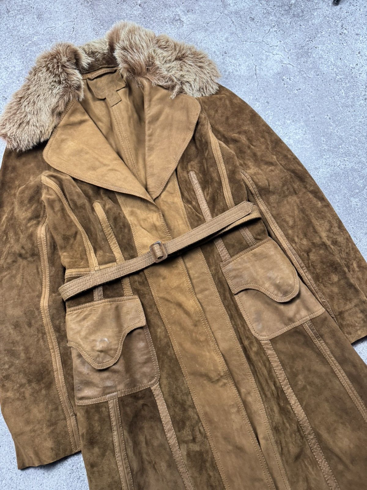 Japanese Brand VINTAGE SUEDE LEATHER FUR COAT JAPAN GLAMOUR RARE Y2K 90s Size S / US 4 / IT 40 - 2 Thumbnail