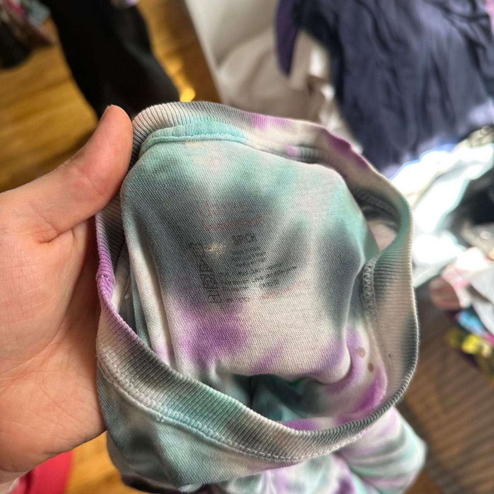 Vintage Vintage Tight Purple Blue Tie Dye Blank Basic Shirt Top Size US S / EU 44-46 / 1 - 6 Thumbnail