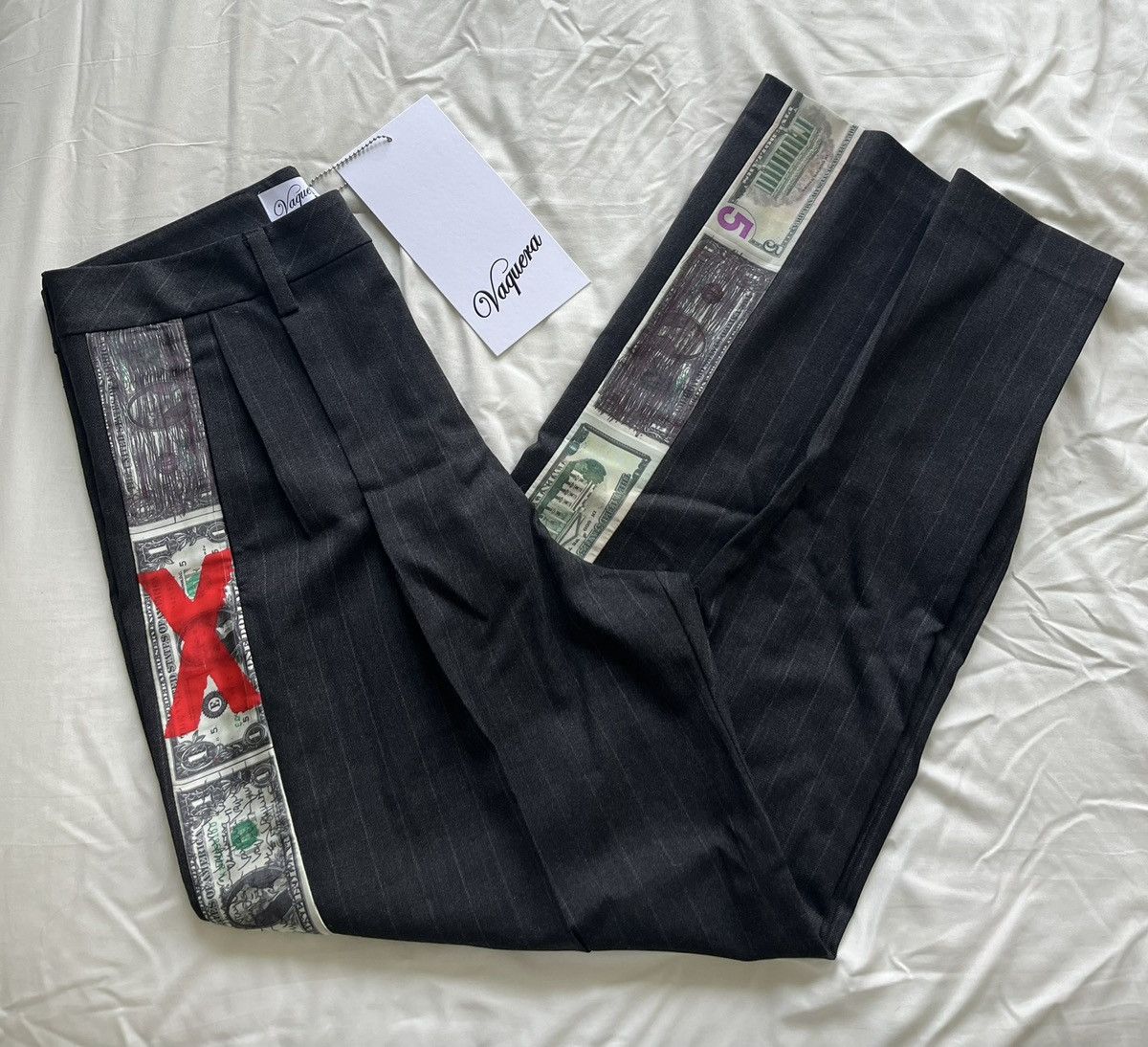 Vaquera Vaquera Dollar Print Trousers Size 29" - 1 Thumbnail