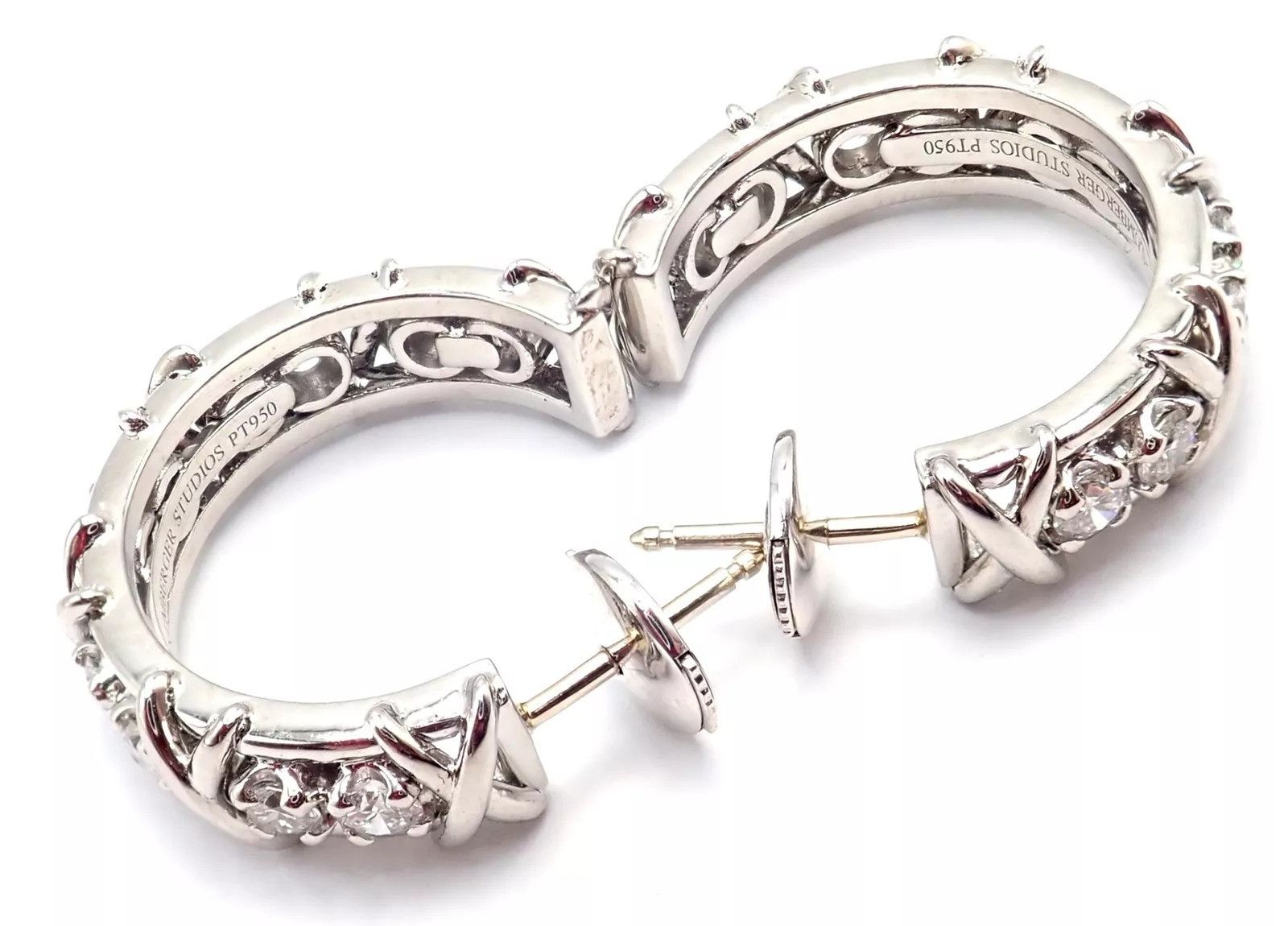 Tiffany & Co Stones Platinum Diamond Hoop Earrings