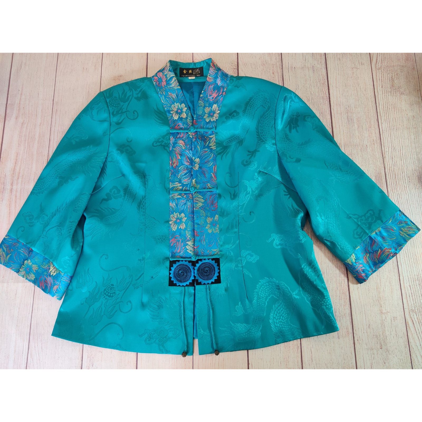 Vintage Vintage jewel tone embroidered button front oriental jacket Size L / US 10 / IT 46 - 11 Thumbnail