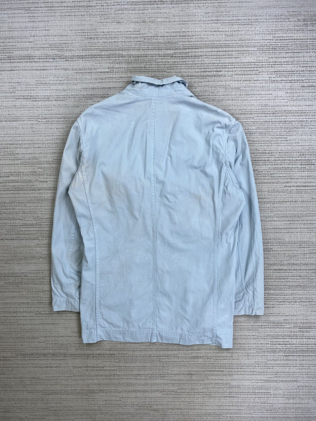 Issey Miyake Vtg Issey Miyake Double Button Light Blue Faded Coat Jacket Size US M / EU 48-50 / 2 - 2 Thumbnail