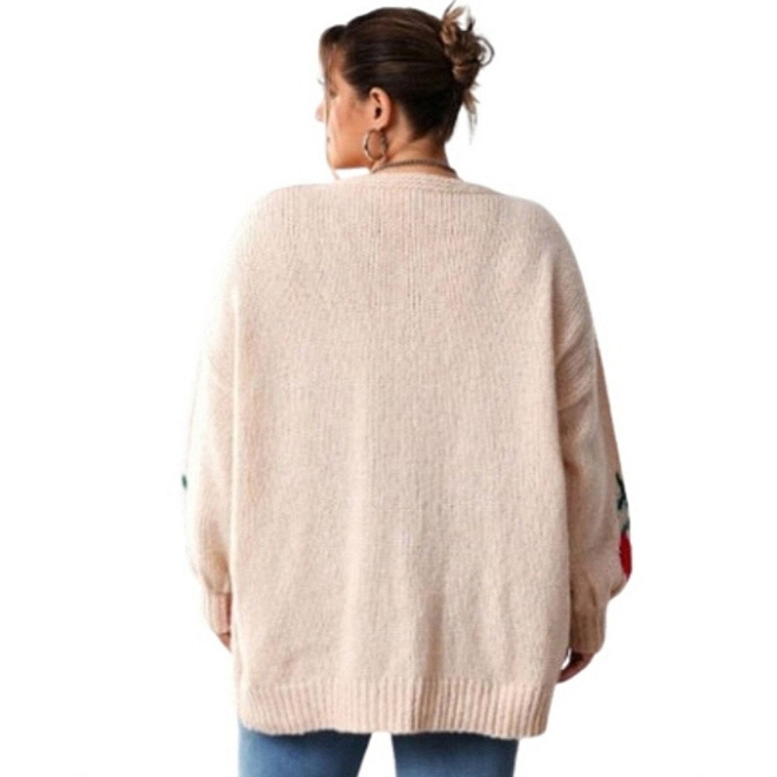 Shein JUICY CHERRIES ☆ TIE FRONT ☆ PEACHY CREAM CARDIGAN 22w ☆ NWT Size 3XL / US 20-22 - 7 Thumbnail