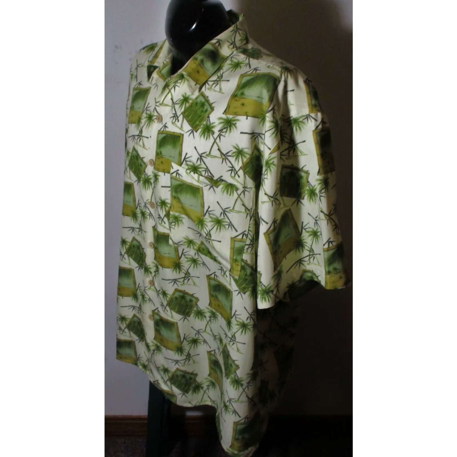 Vintage JOE MARLIN Maze Green Short Sleeve Button Shirt 2XL Mens Casual Hawaiian Size US XXL / EU 58 / 5 - 4 Thumbnail