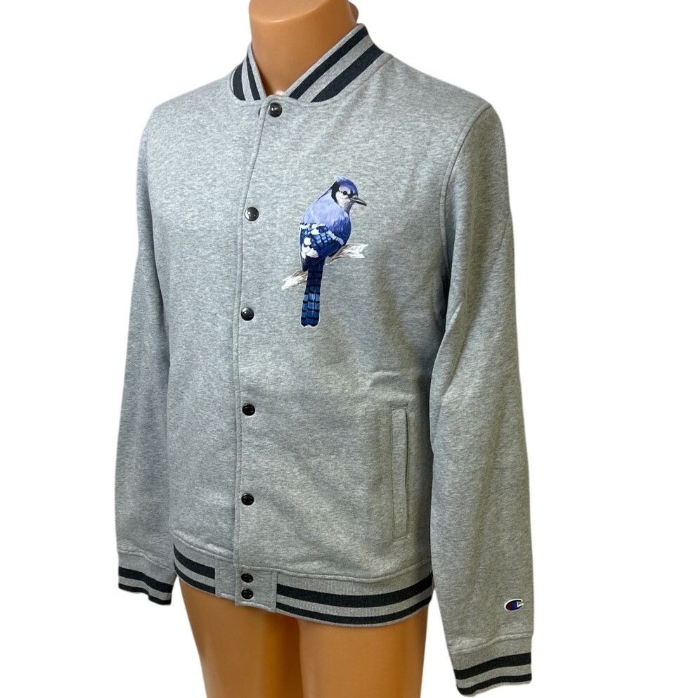 Champion New Champion Mens Small Hand Printed Blue Jay Bomber Jacket Size US S / EU 44-46 / 1 - 1 Thumbnail