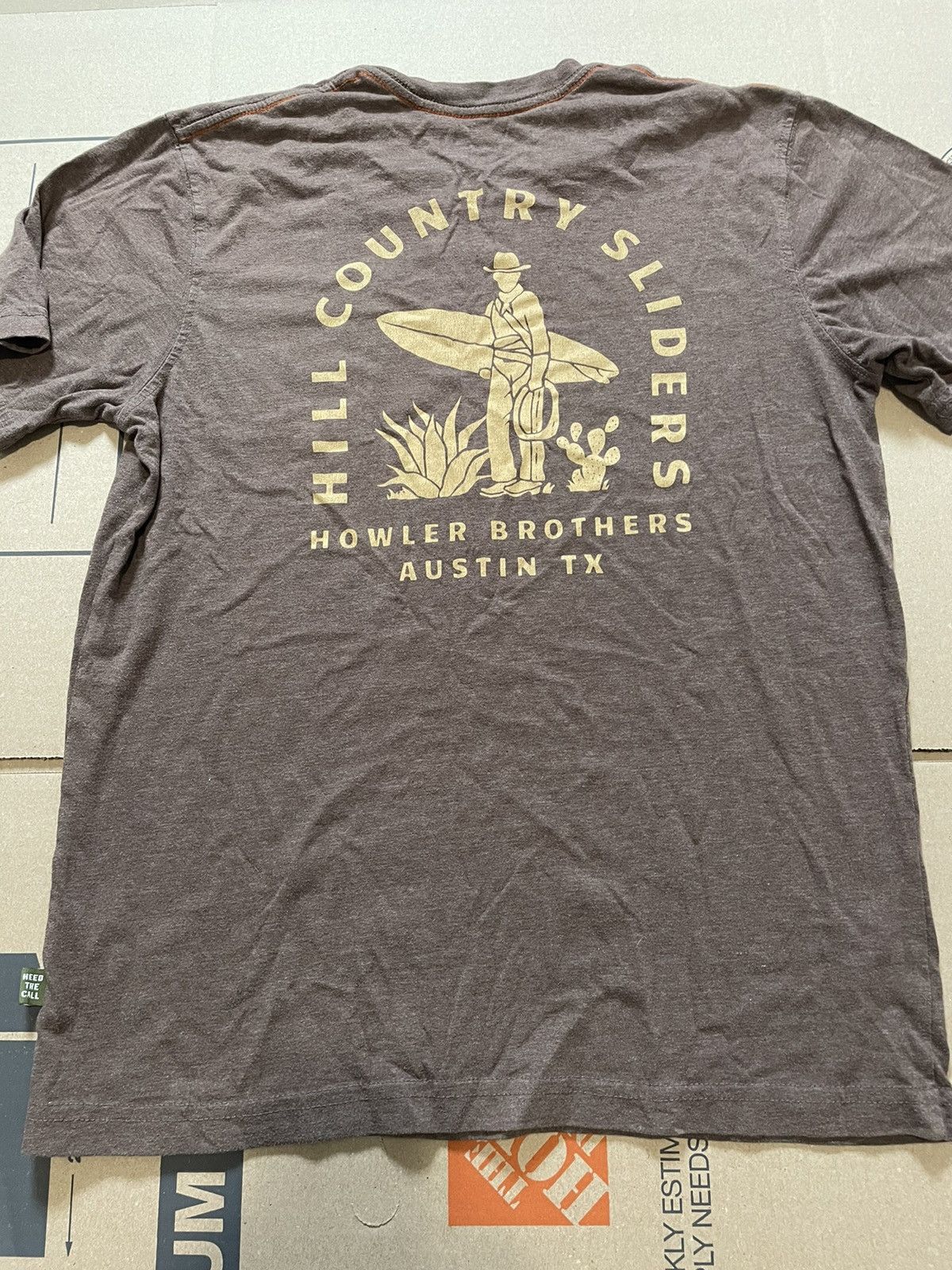 HOWLER BROS Mens T-Shirt XXL Olive Green Pocket Heed The Call