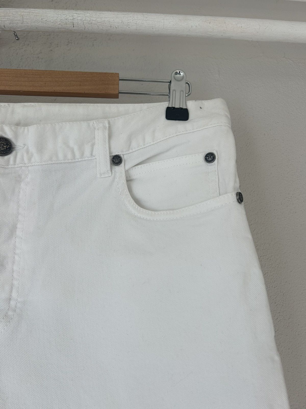 Balmain White Slim Fit Distressed Knee Rip Denim Jeans Size US 33 - 3 Thumbnail