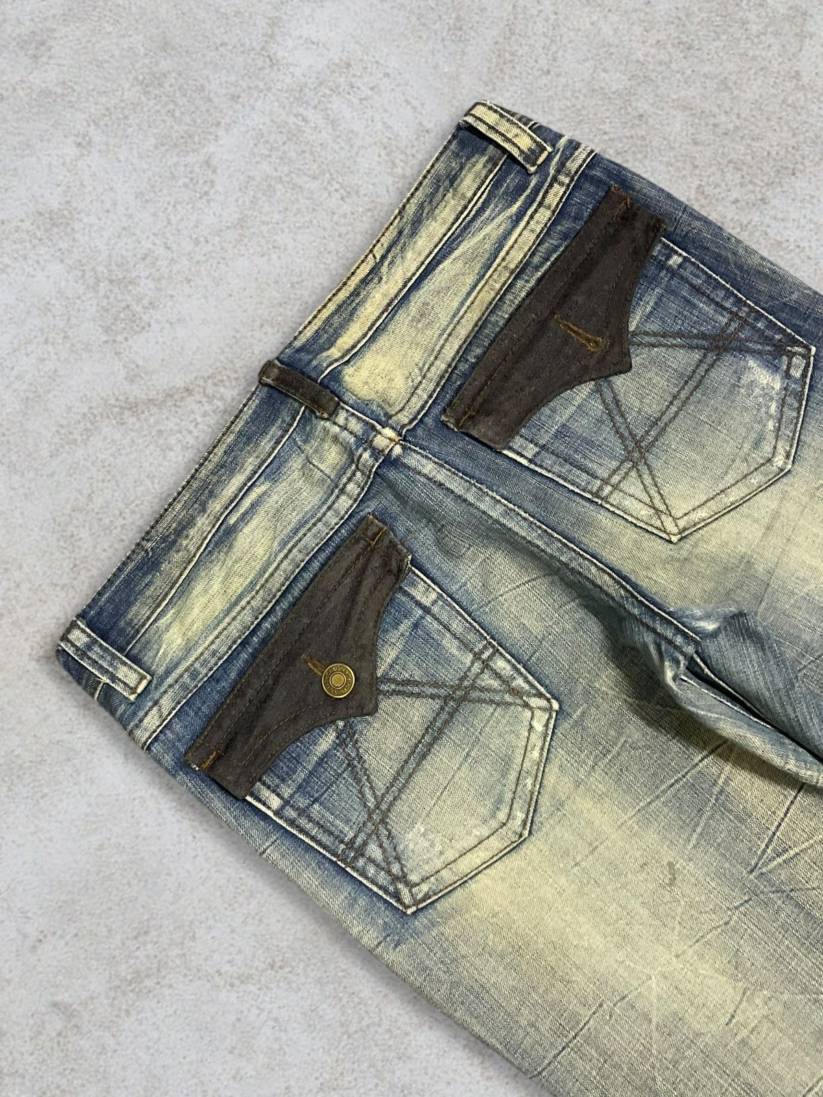 If Six Was Nine Vtg Japanese Distressed Wrinkle Texture MudWash Flared Jeans Size US 34 / EU 50 - 8 Thumbnail