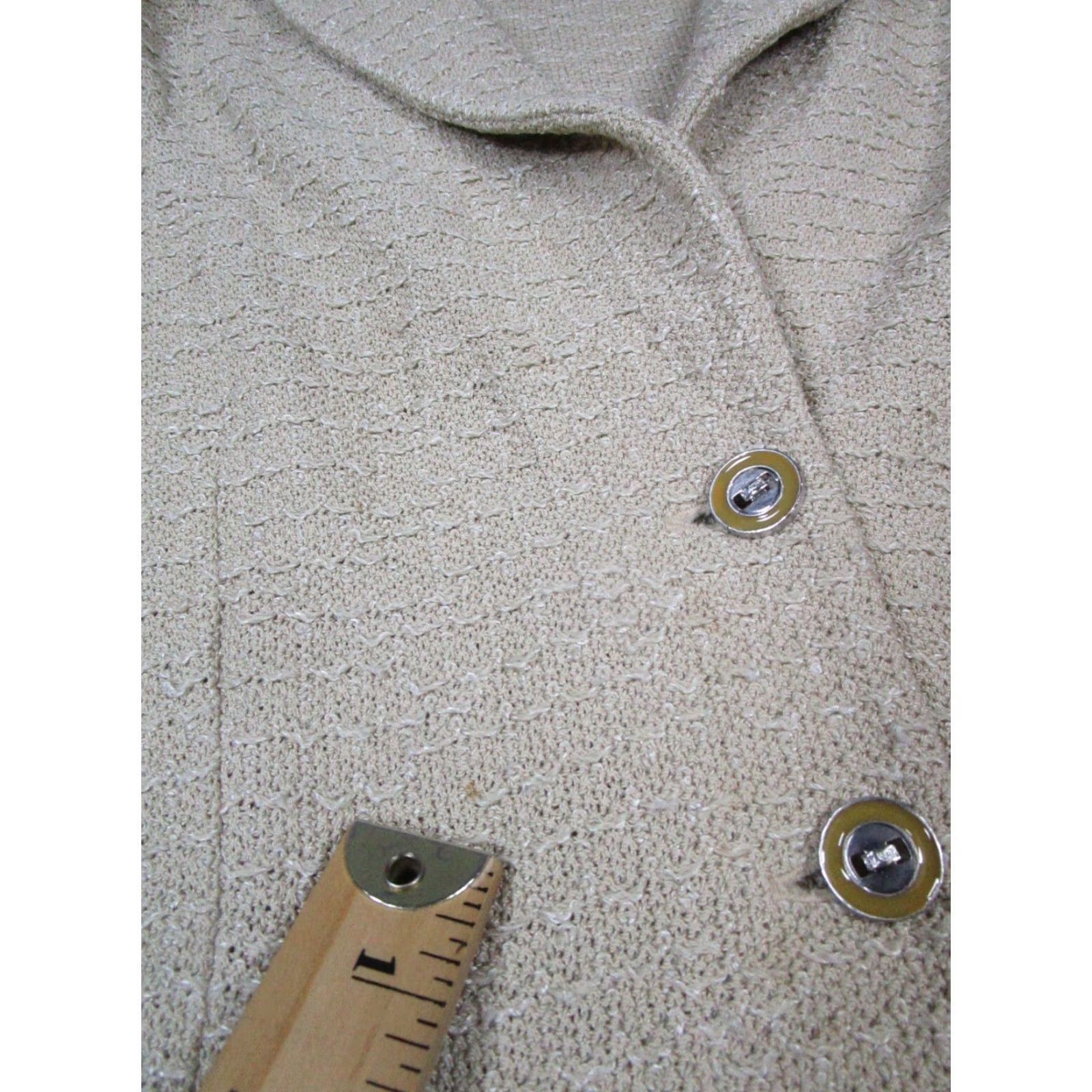 St. John ST.John Collection Jacket Womens 12 Beige Knit Wool Regular Long Sleeve Button Mid-Length Size XL / US 12-14 / IT 48-50 - 6 Thumbnail