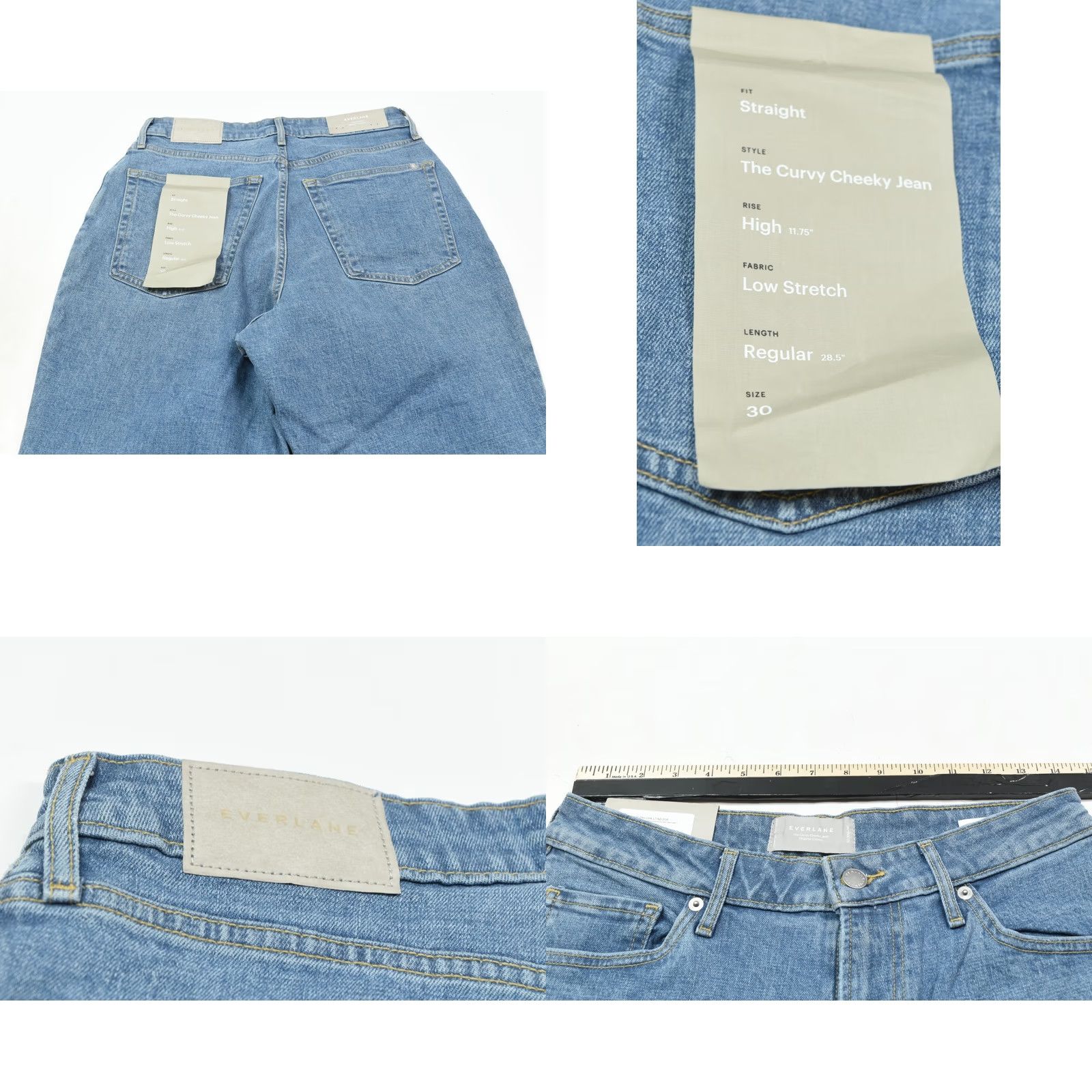 Everlane VINTAGE The Curvy Cheeky Jeans Womens 30R Blue Straight Leg High Rise Denim Size 30" / US 8 / IT 44 - 8 Thumbnail