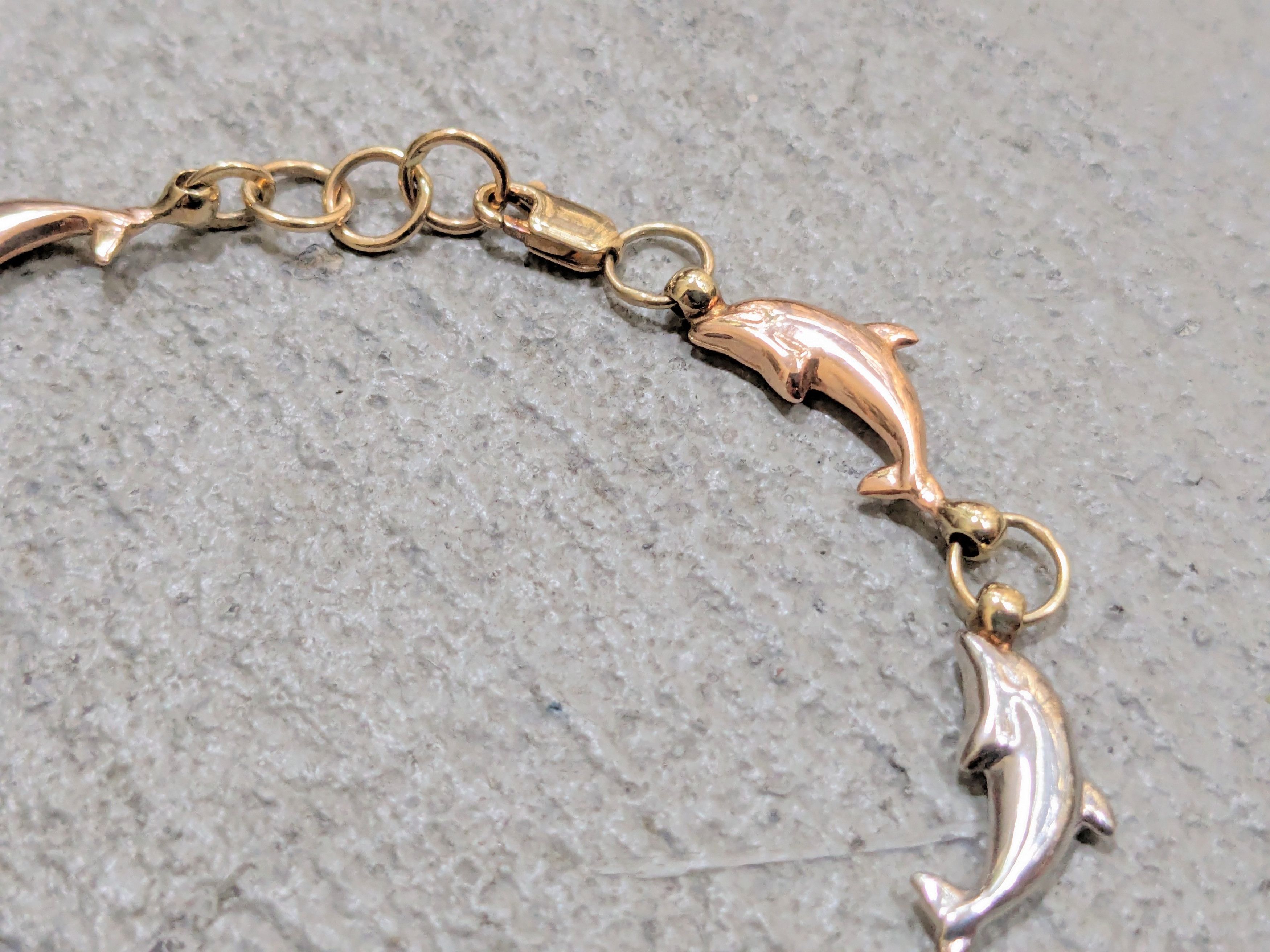 Jewelry Vintage 10K Gold Dolphin Bracelet 7.5" Link Chain Y2K Size ONE SIZE - 5 Thumbnail