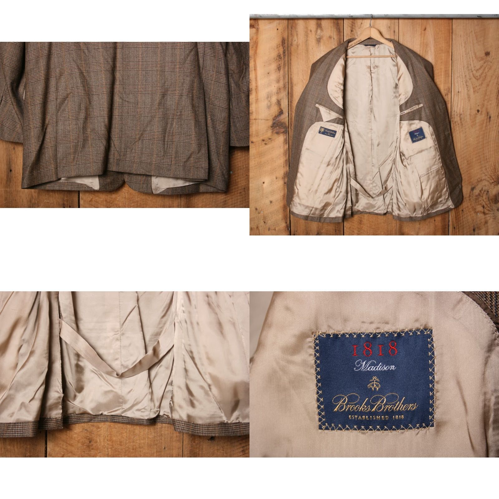 Brooks Brothers BROOKS BROTHERS Sport Coat Madison Brown Prince of Wales Plaid 43R Jacket 3-Button Wool Men's Coat Size US XS / EU 42 / 0 - 8 Thumbnail