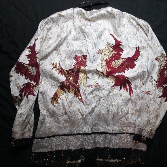 Vintage Vintage Silk Boy Rooster Phoenix Metallic Gold Button Shirt Size US S / EU 44-46 / 1 - 6 Thumbnail