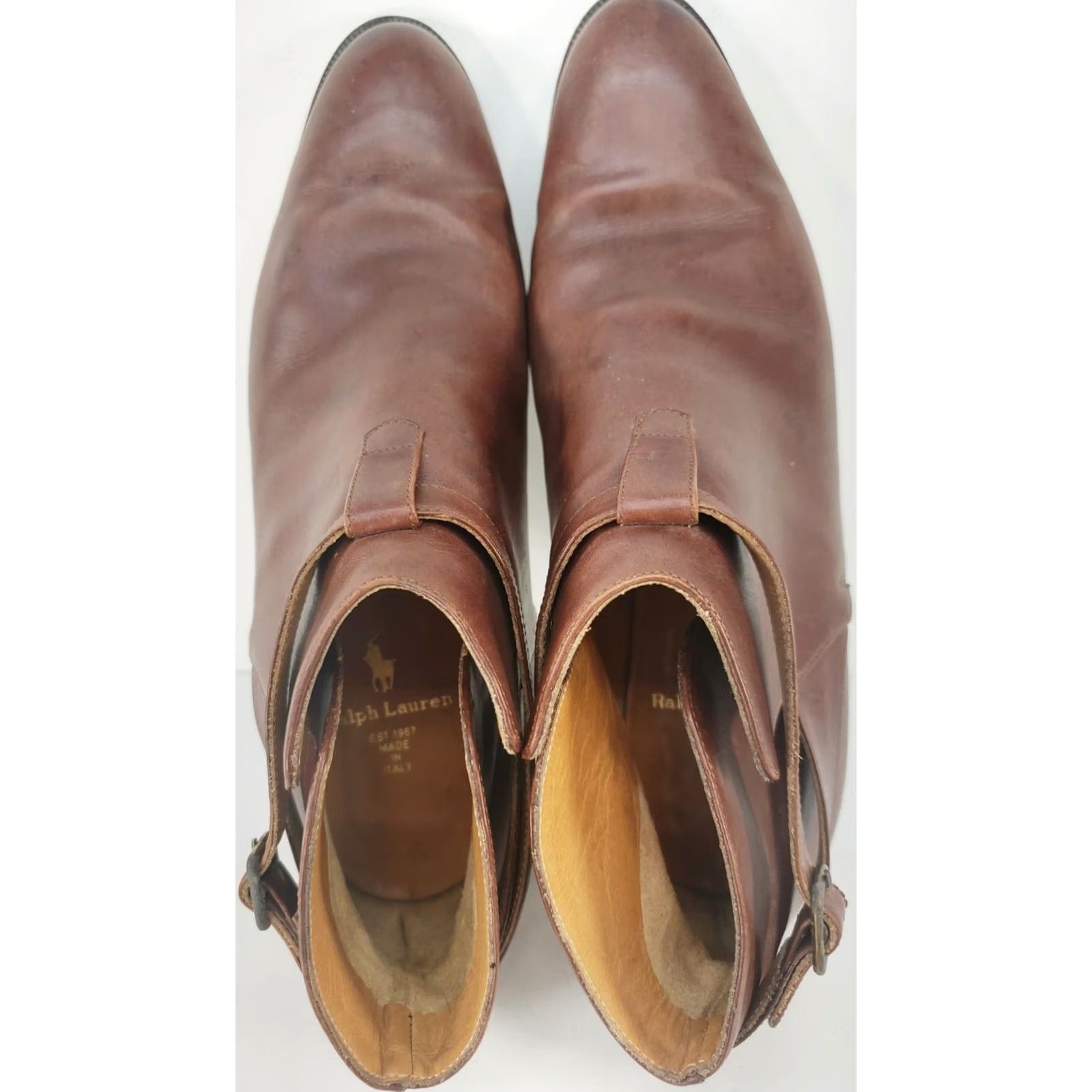 Ralph Lauren Ralph Lauren Brown Leather Buckle Ankle Bootie Heels Women 6B Bootie Block Heel Leather Lining Zip Knee? No Size US 6 / IT 36 - 7 Thumbnail