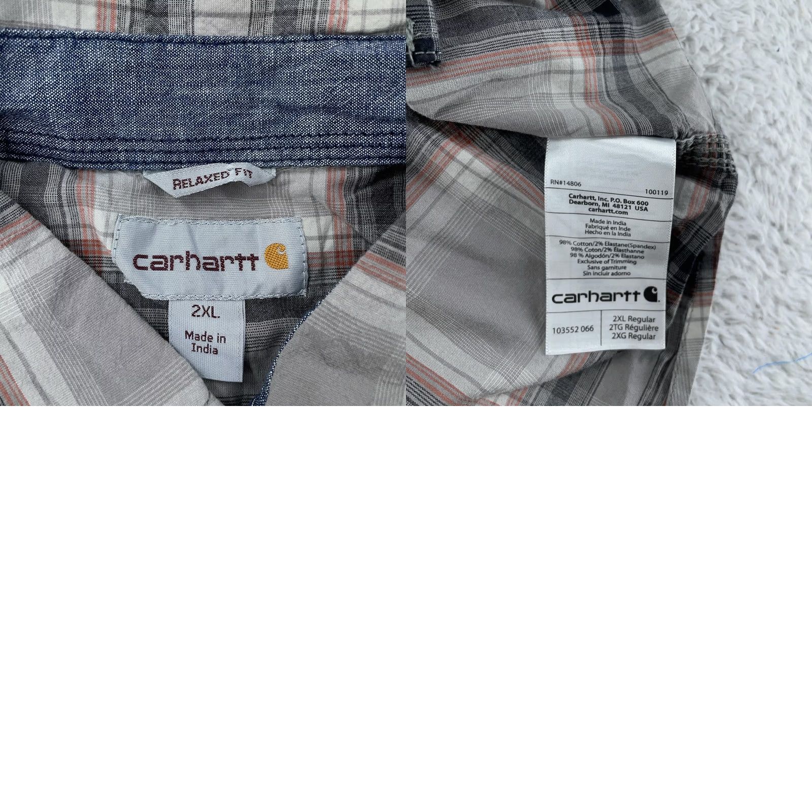 Carhartt Carhartt Shirt Mens 2XL Gray Plaid Short Sleeve Button-Up Relaxed Fit Rugged Flex Bozeman Size US XXL / EU 58 / 5 - 8 Thumbnail