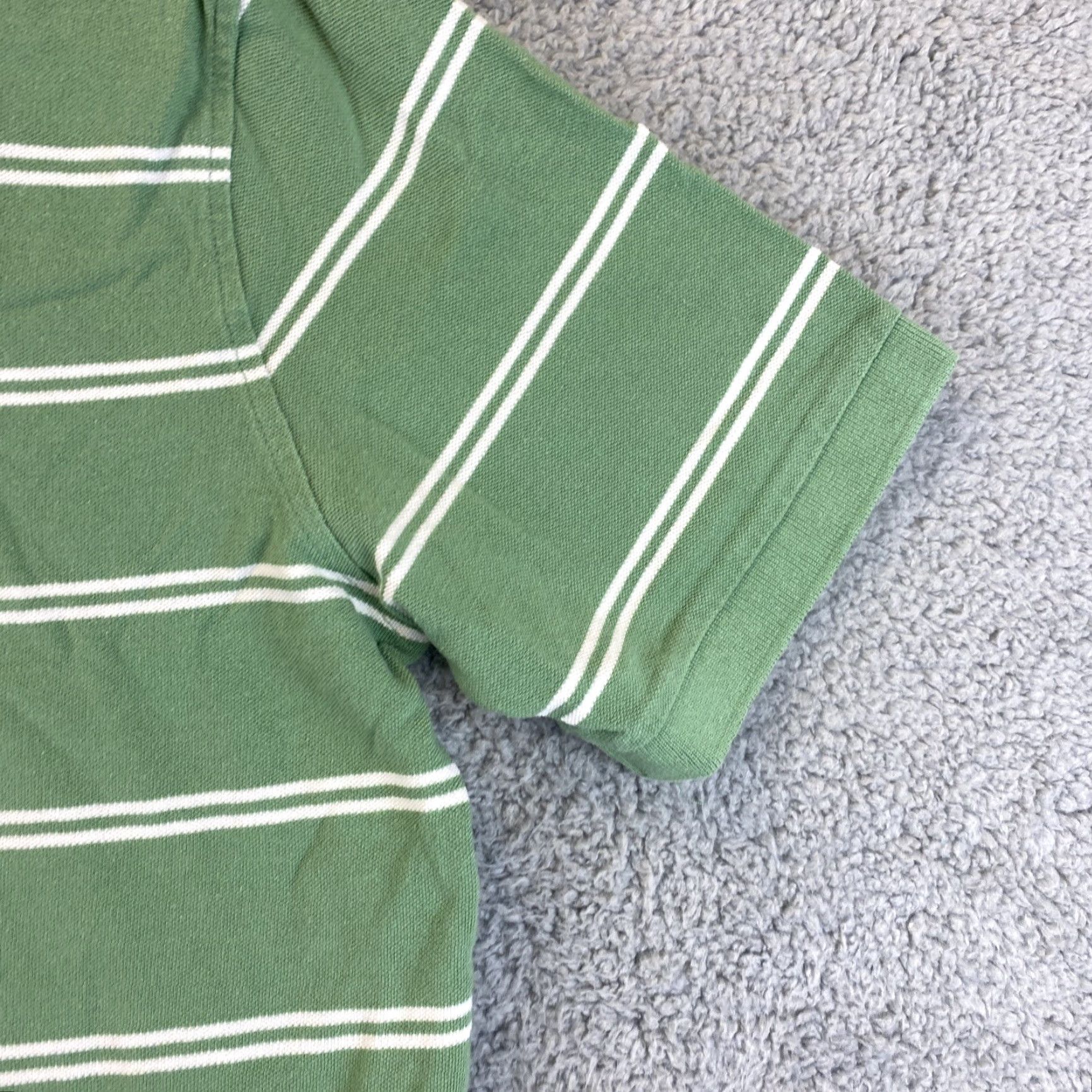 Merona Merona Men Polo Shirt Striped Short Sleeve Green XL 43-16 Casual Golf Knit 60/40 Cotton Polyester Size US XL / EU 56 / 4 - 8 Thumbnail